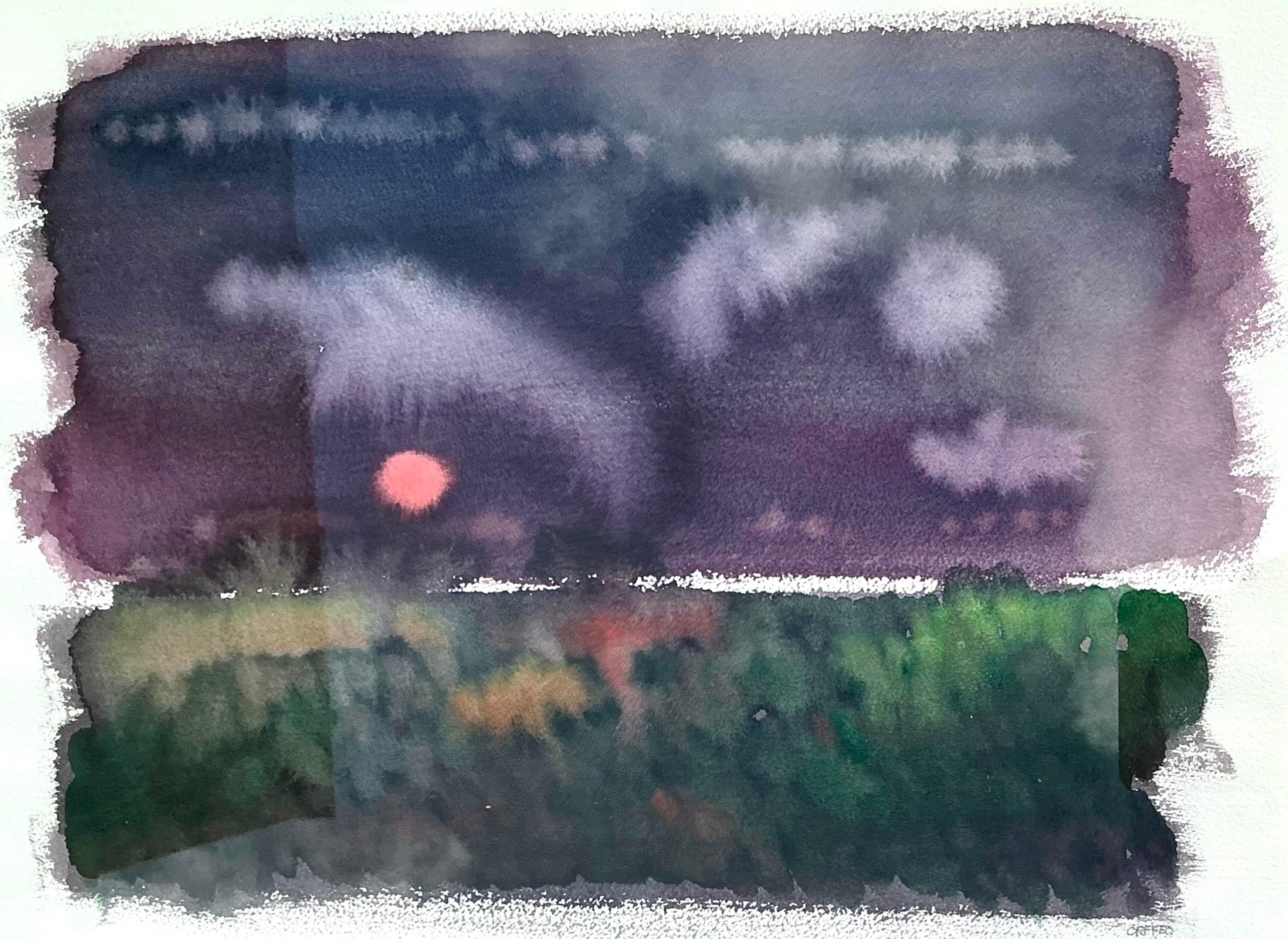 Vintage Joe Orffeo “Transitions” Abstract Watercolor Painting - Top view