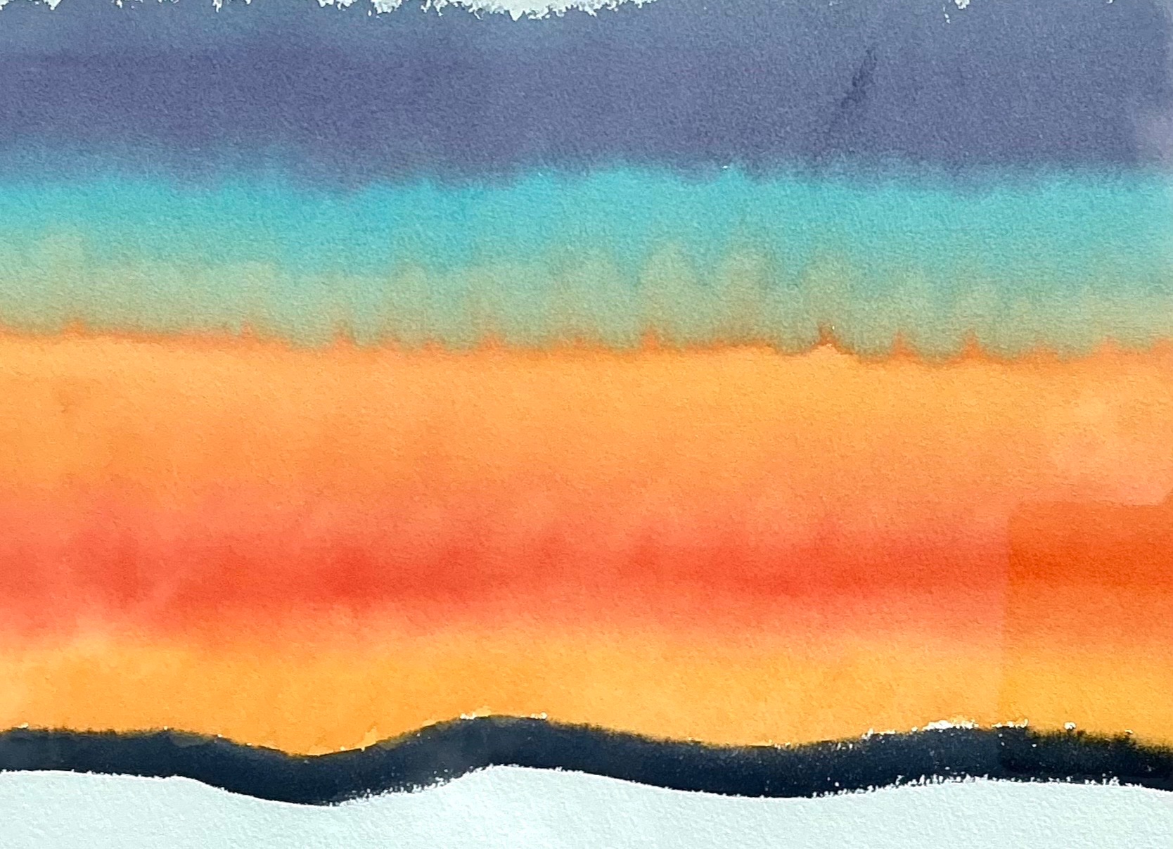 Framed Abstract Joe Orffeo Watercolor Painting - Side view