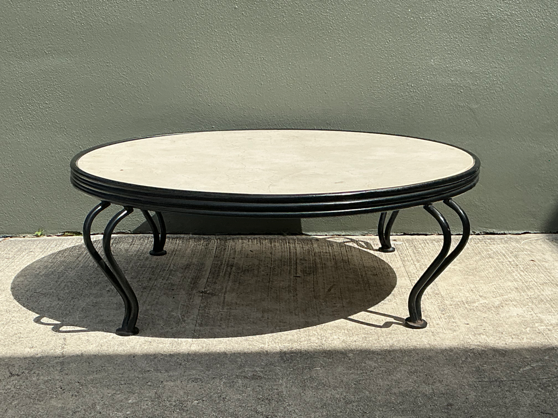 Vintage Round Stone Top Coffee Table - Top view