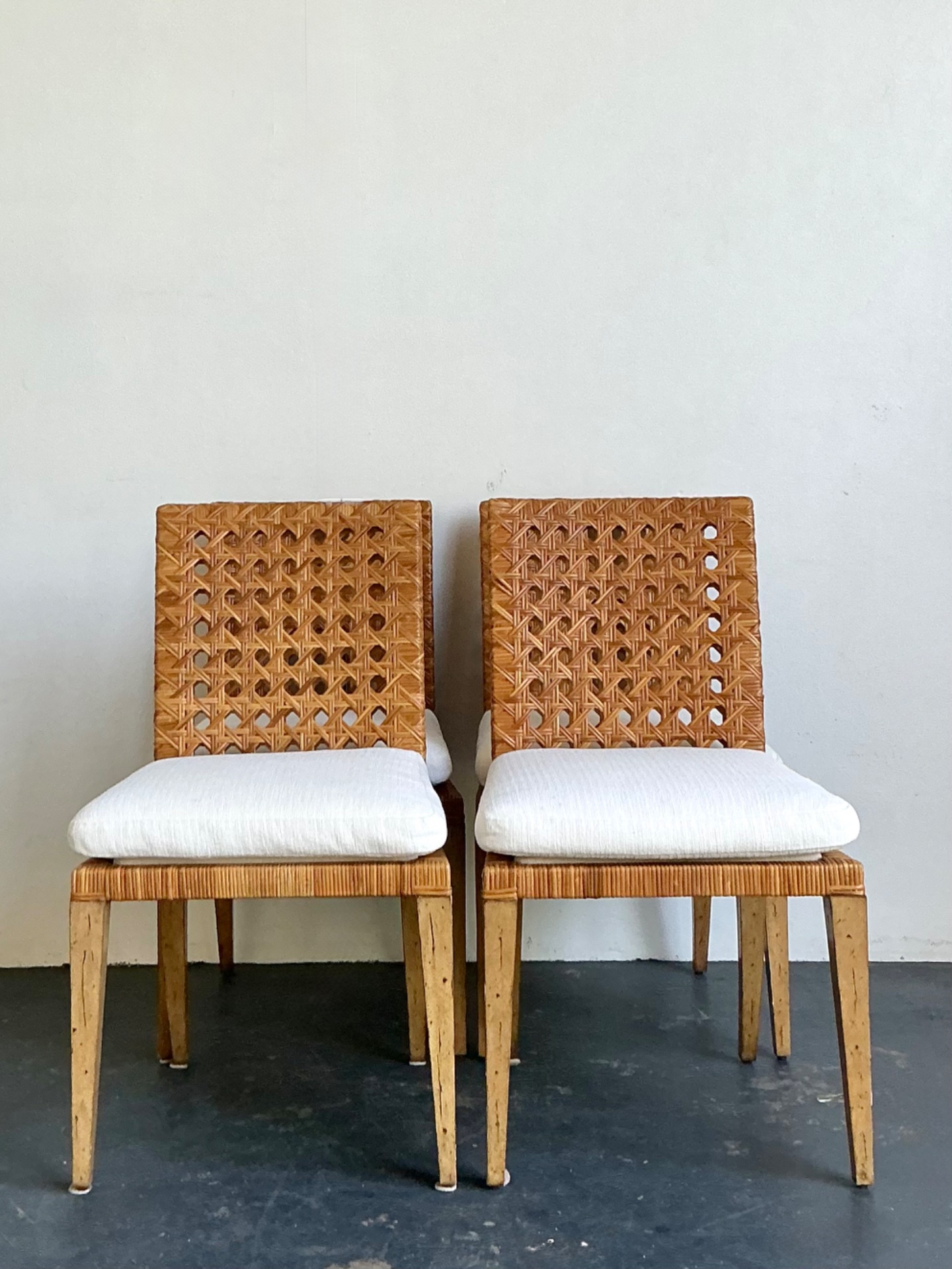 Vintage Woven Cane Dining Chairs - Set Of 4 - Detail view