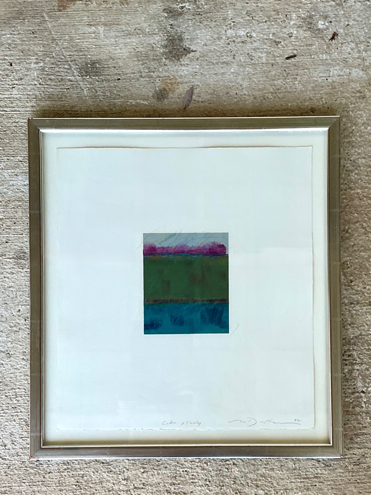 Framed Abstract Color Study Monotype Print - Detail view