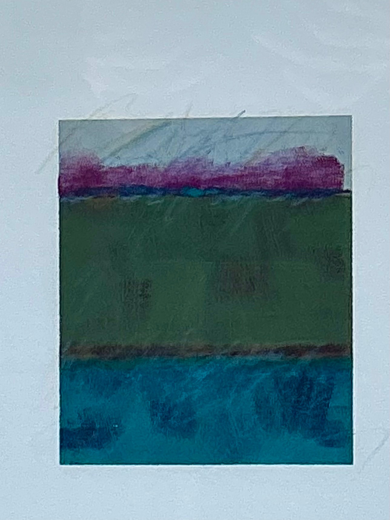 Framed Abstract Color Study Monotype Print - Top view
