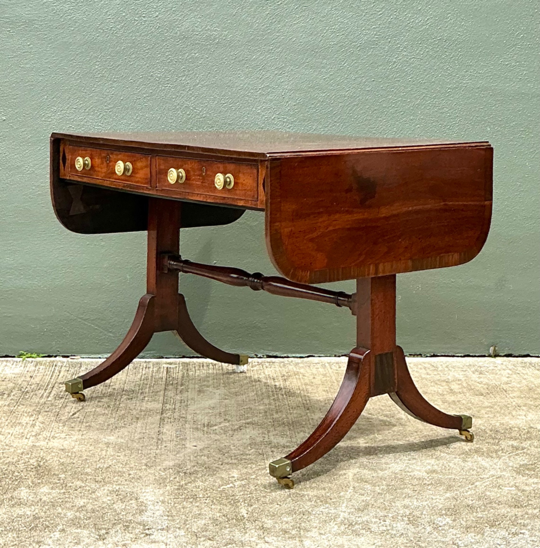 Vintage Sheraton Drop Leaf Sofa Table - Top view