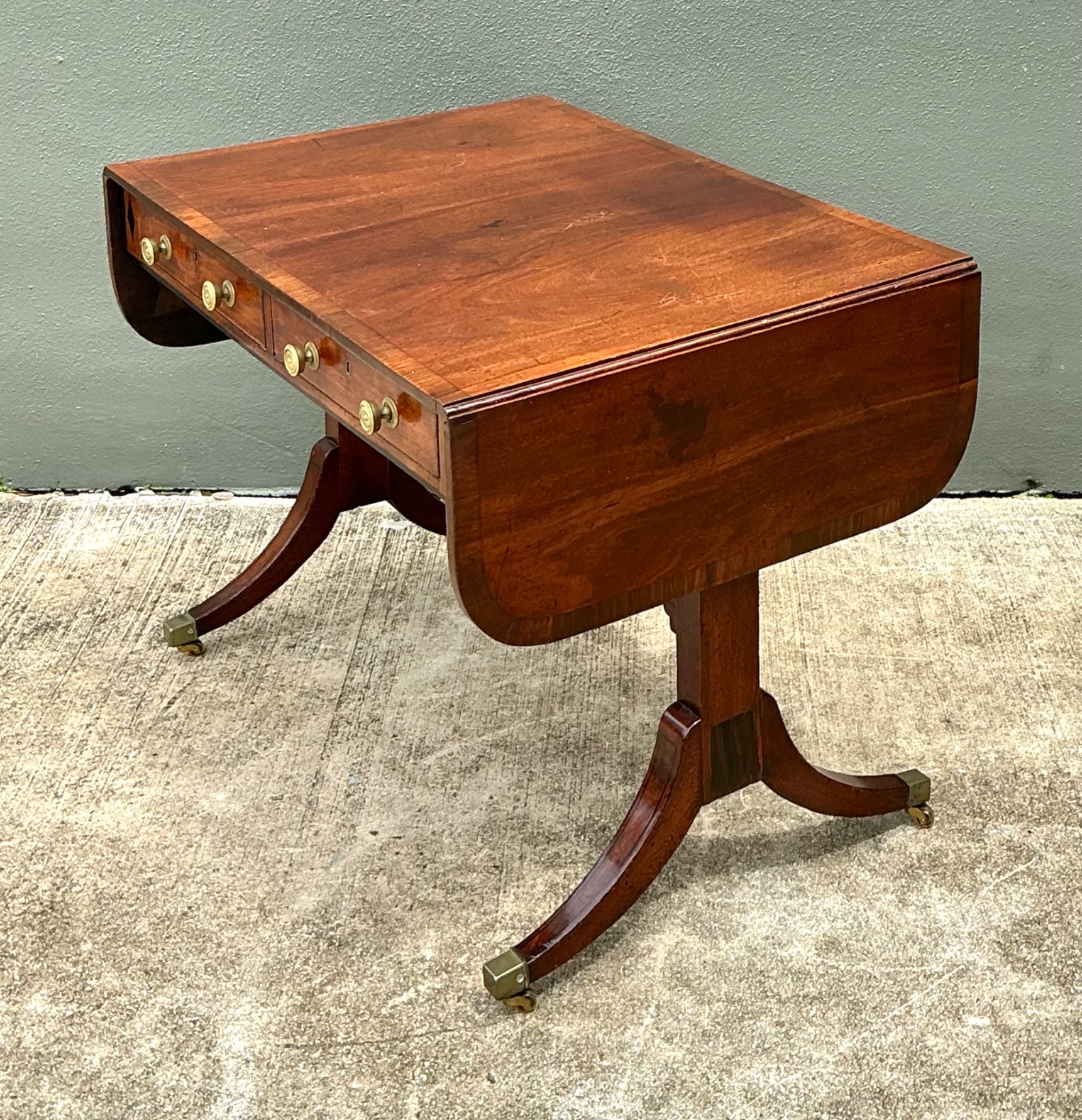 Vintage Sheraton Drop Leaf Sofa Table - Side view