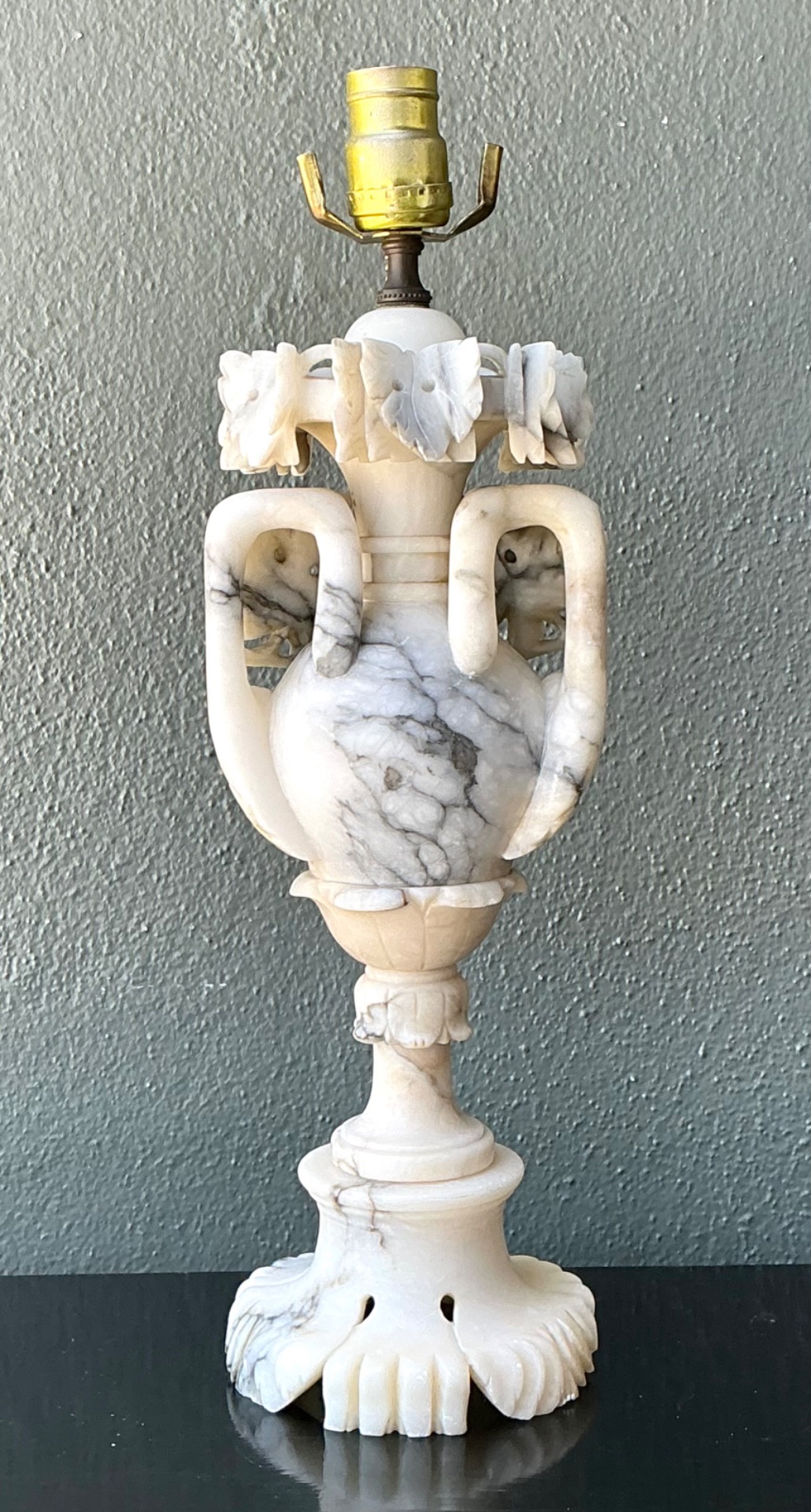 Vintage Carved Alabaster Lamp - Detail view
