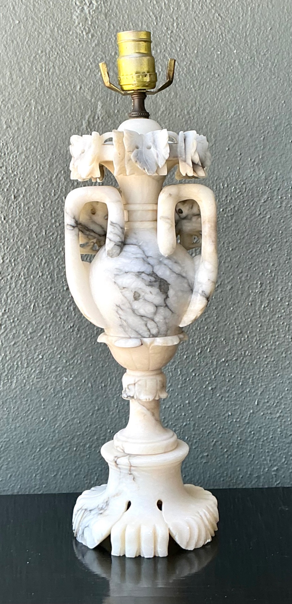 Vintage Carved Alabaster Lamp - Side view