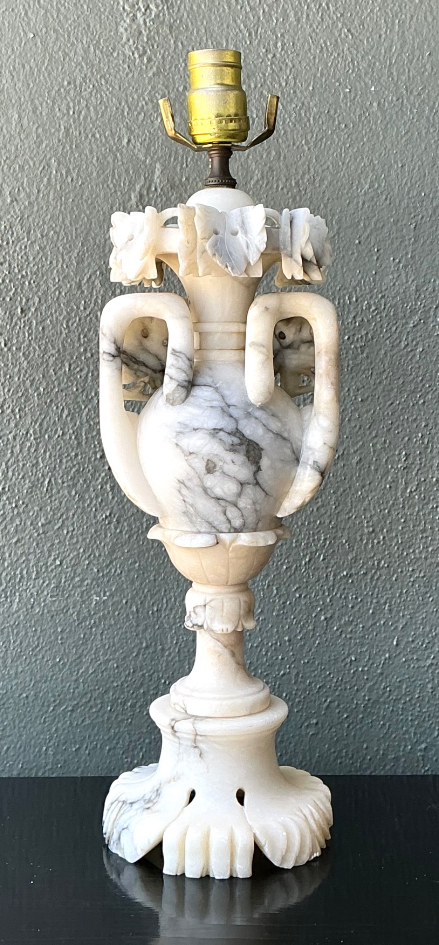 Vintage Carved Alabaster Lamp - Back view