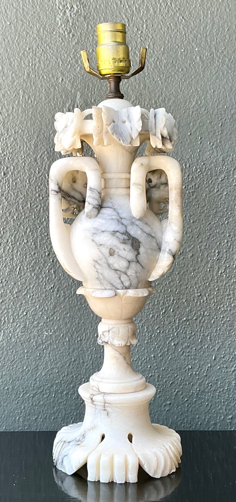 Vintage Carved Alabaster Lamp - Top view