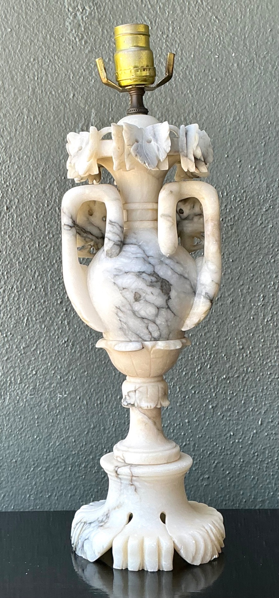 Vintage Carved Alabaster Lamp - Side view