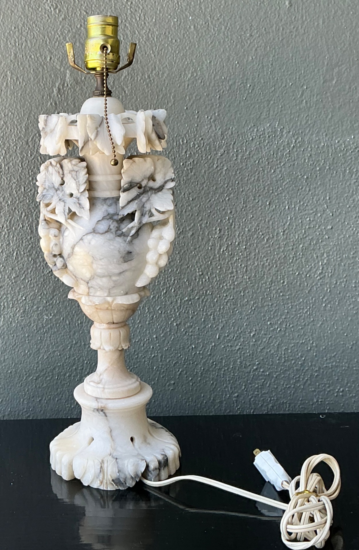 Vintage Carved Alabaster Lamp - Detail view