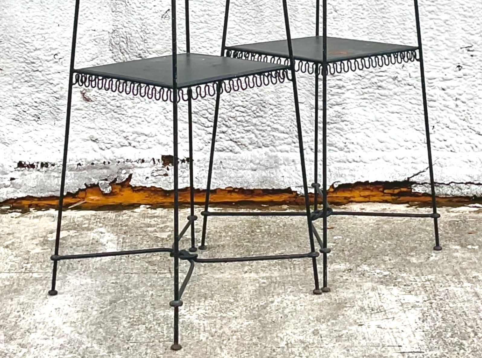 Vintage Scrollwork Metal Etagere - A Pair - Back view