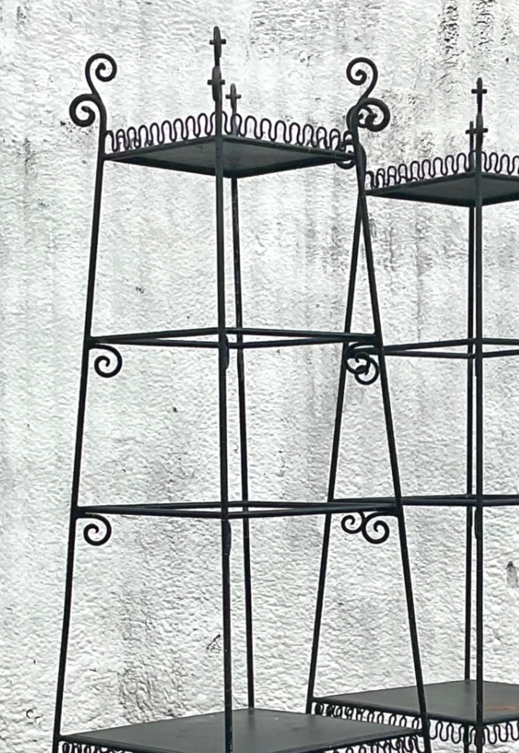 Vintage Scrollwork Metal Etagere - A Pair - Detail view