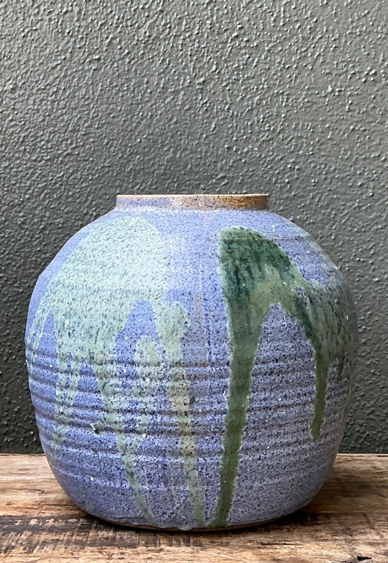 Vintage Drip Glaze Ceramic Vase - Detail view