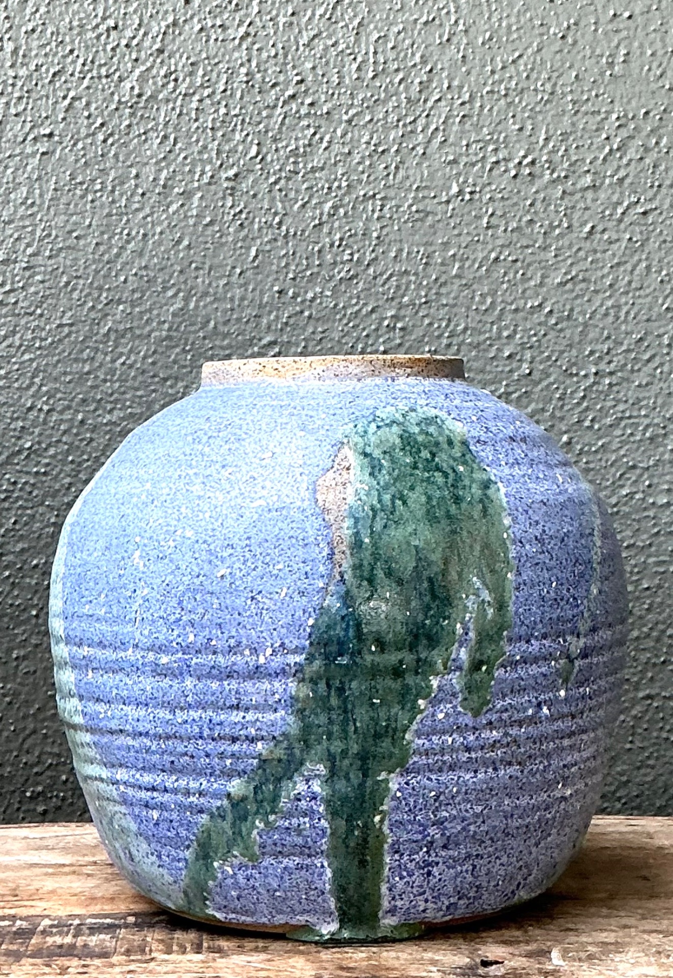 Vintage Drip Glaze Ceramic Vase - Back view