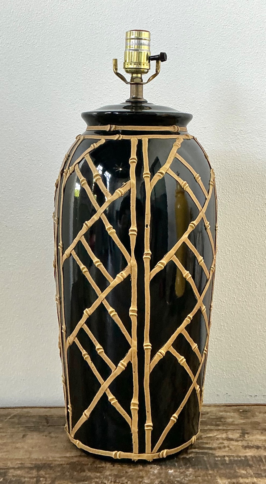 Vintage Glazed Ceramic Icing Lamp - Side view