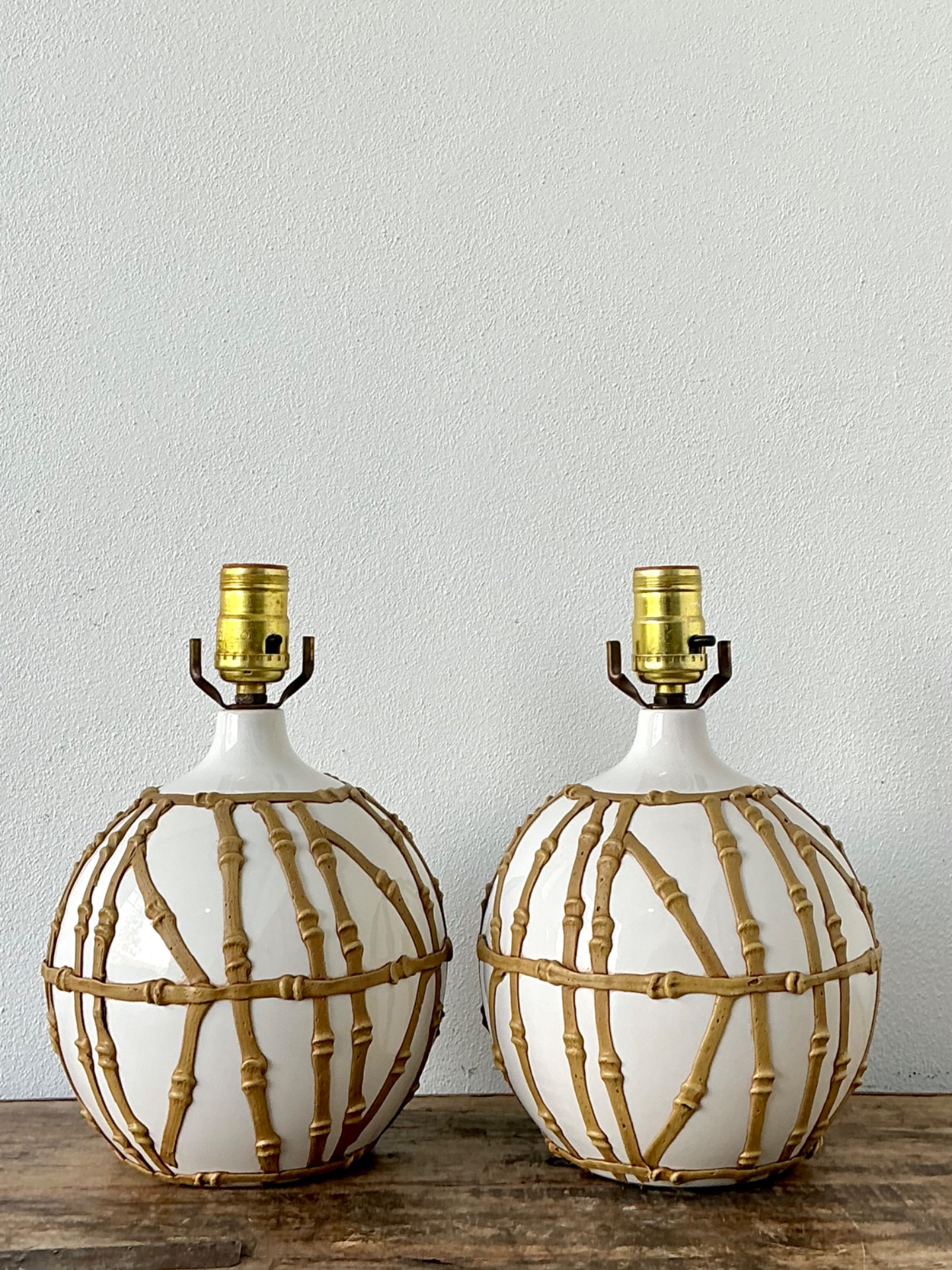 Vintage Glazed Ceramic Icing Lamps - A Pair - Top view