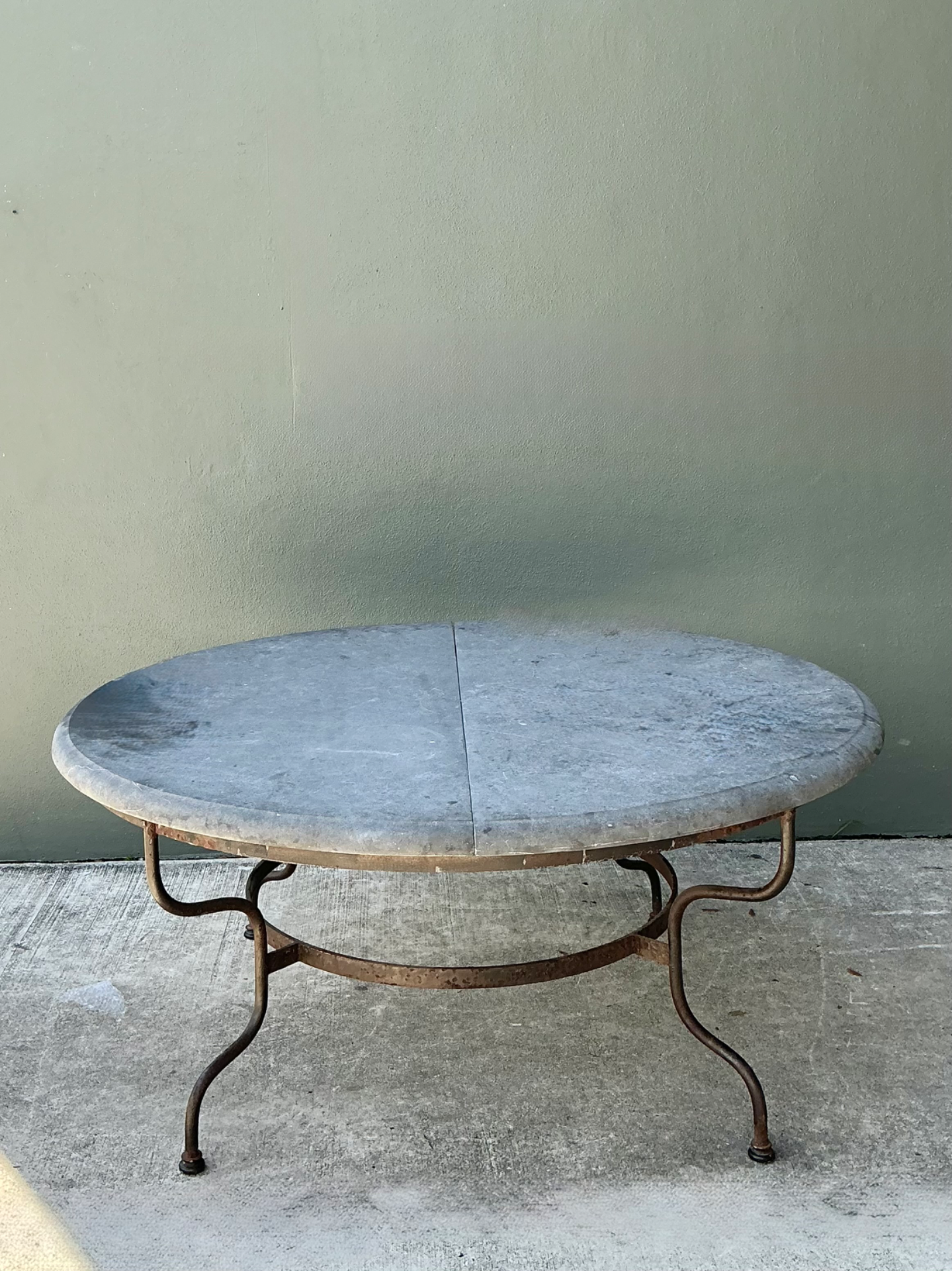 Vintage Monumental Solid Granite Top Dining Table - Back view