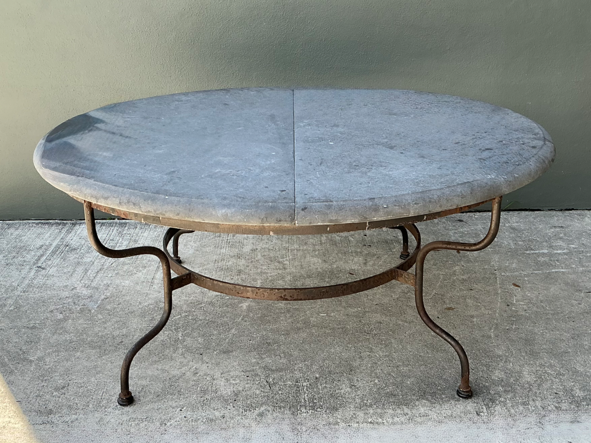 Vintage Monumental Solid Granite Top Dining Table - Side view