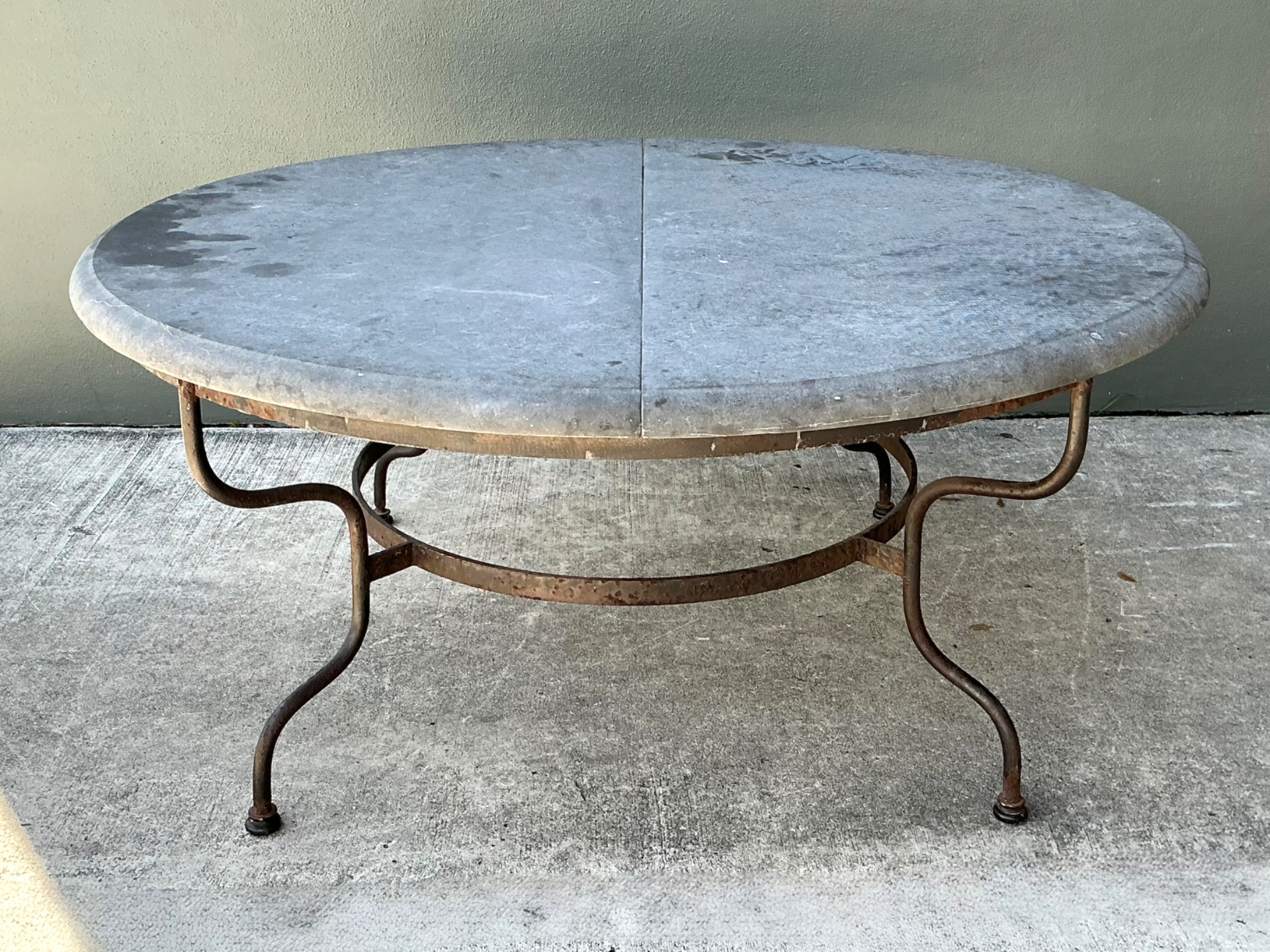Vintage Monumental Solid Granite Top Dining Table - Detail view