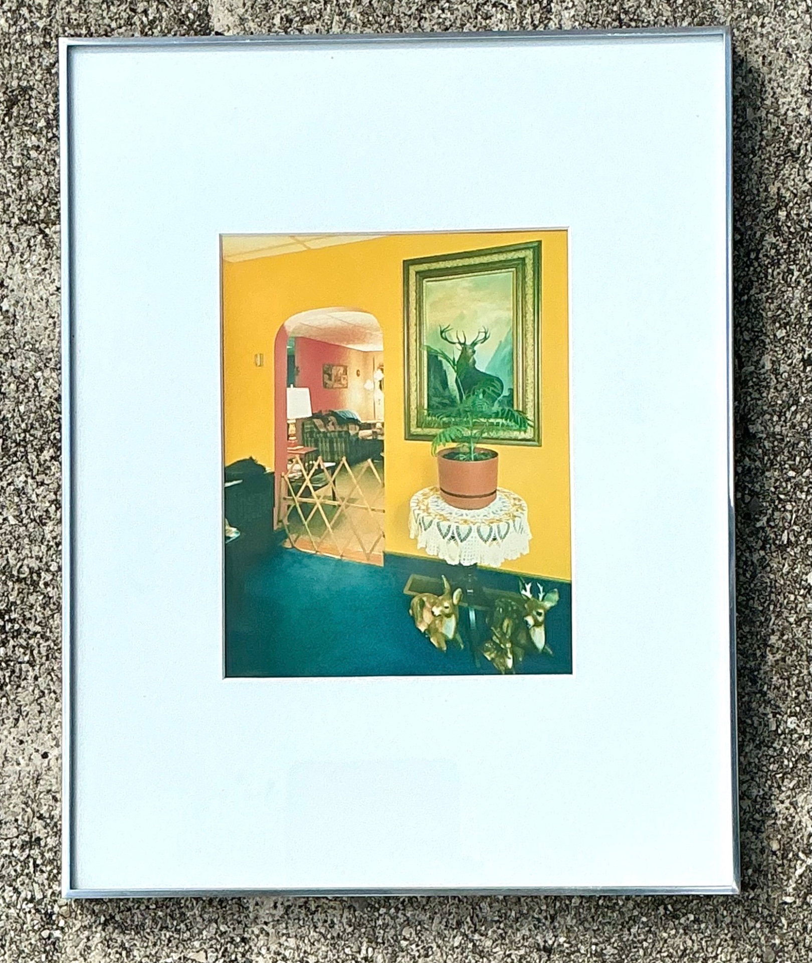 Vintage Framed Interior Photograph - Back view