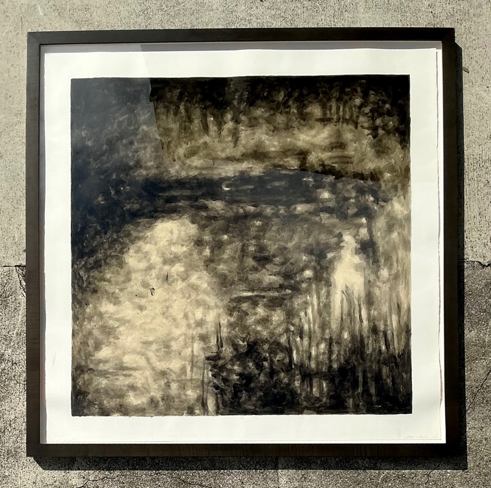 Vintage 1991 Peter Stephens Abstract Ink On Paper - Side view