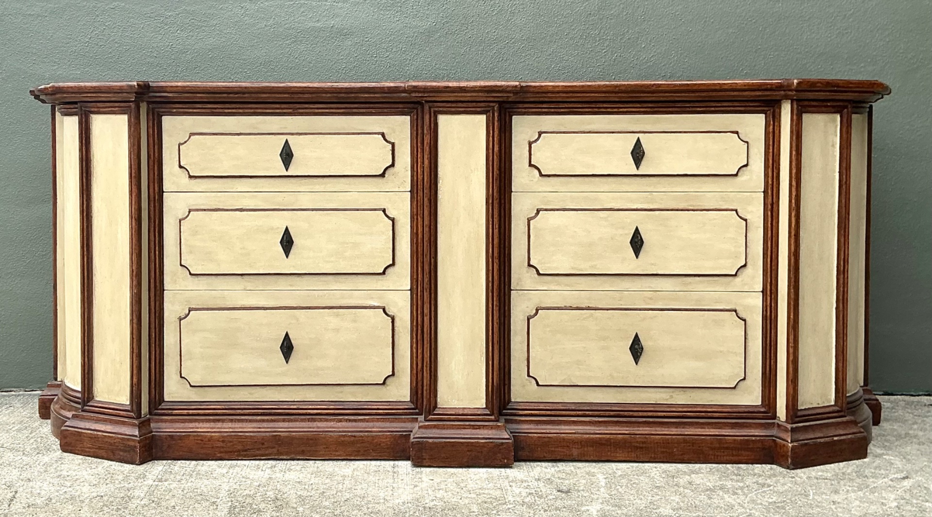 Vintage Monumental Custom Neoclassical Sideboard - Wood, 90W x 35.5H - Side view