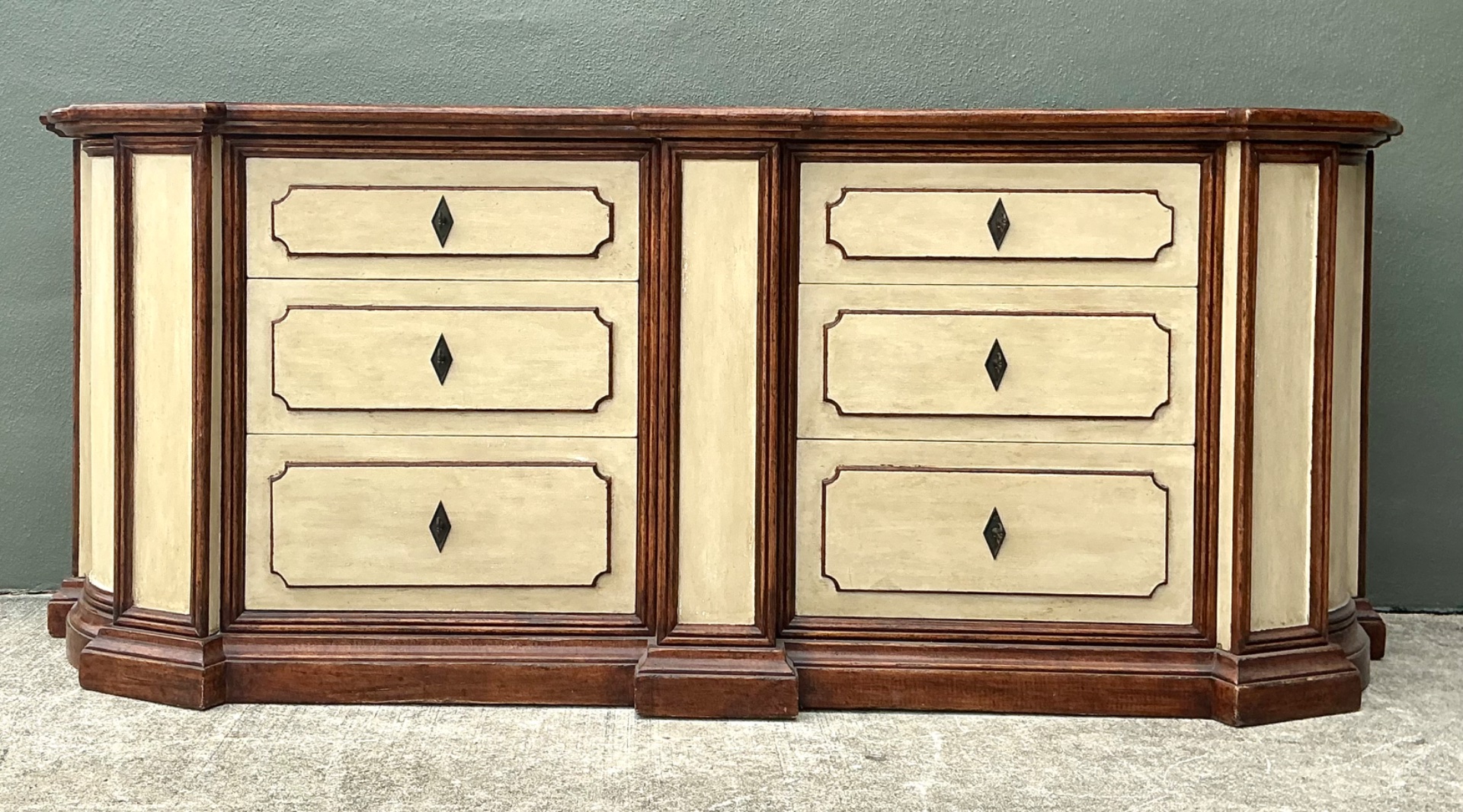 Vintage Monumental Custom Neoclassical Sideboard - Wood, 90W x 35.5H - Top view