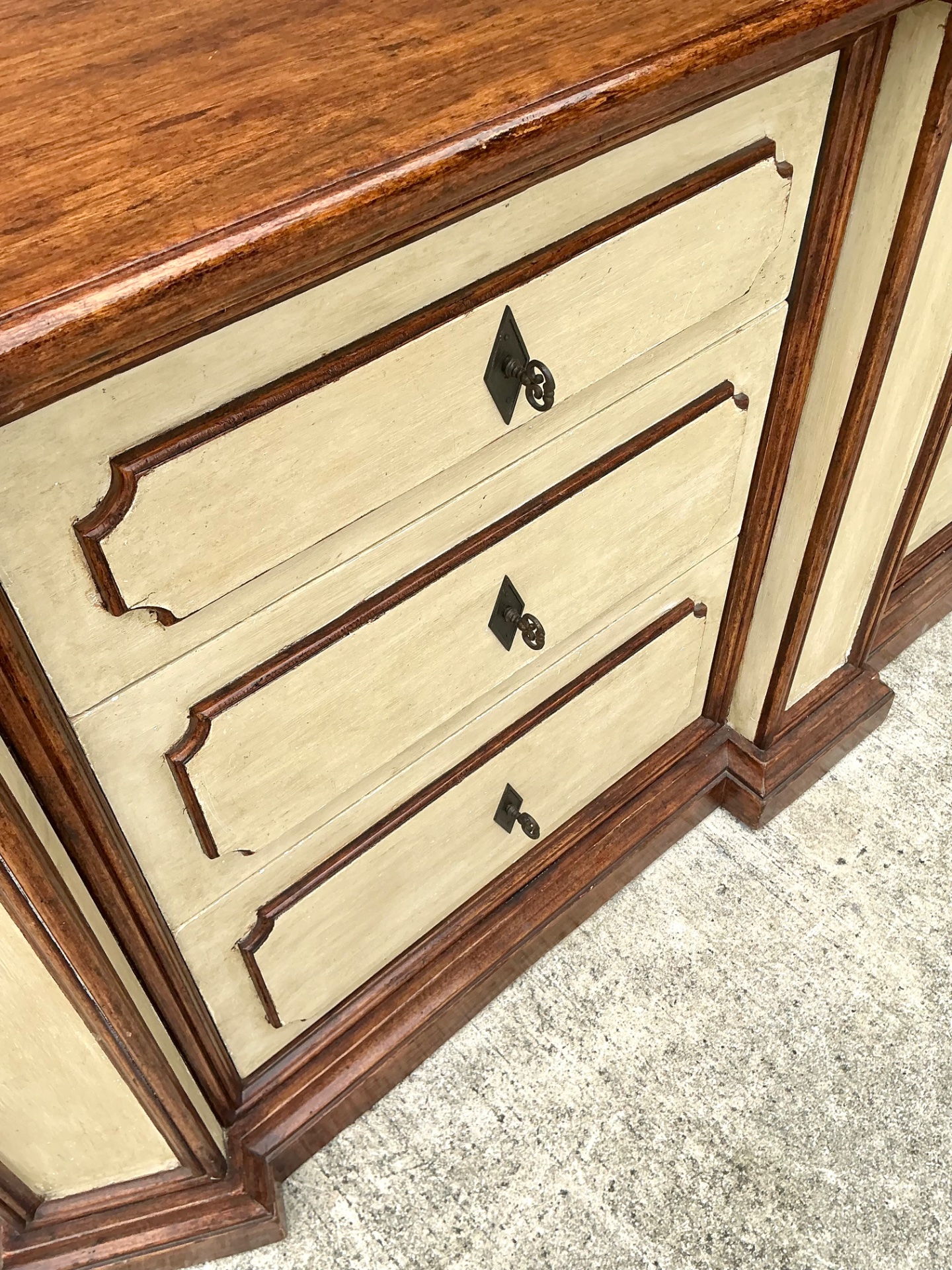 Vintage Monumental Custom Neoclassical Sideboard - Wood, 90W x 35.5H - Detail view