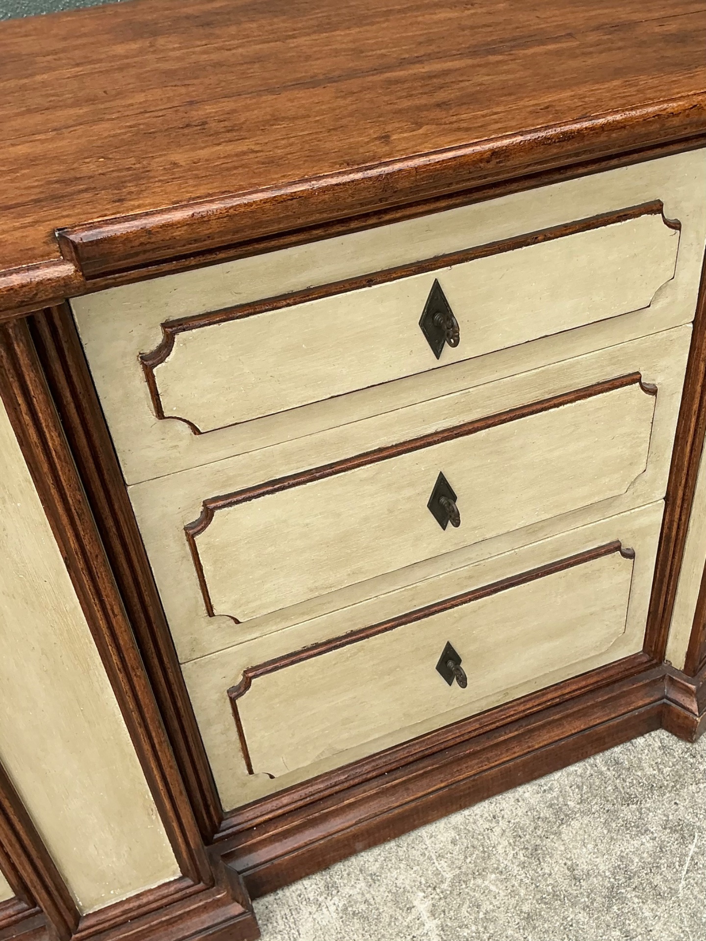 Vintage Monumental Custom Neoclassical Sideboard - Wood, 90W x 35.5H - Back view