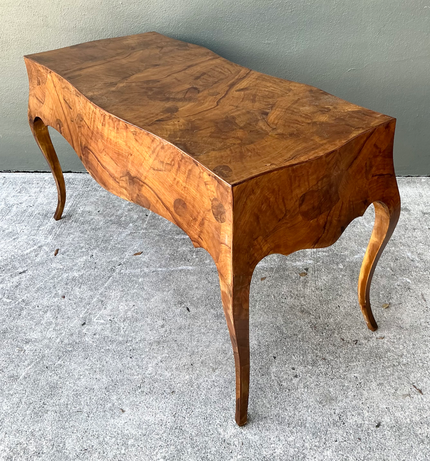 Vintage Italian Burl Wood Writing Desk - Back view