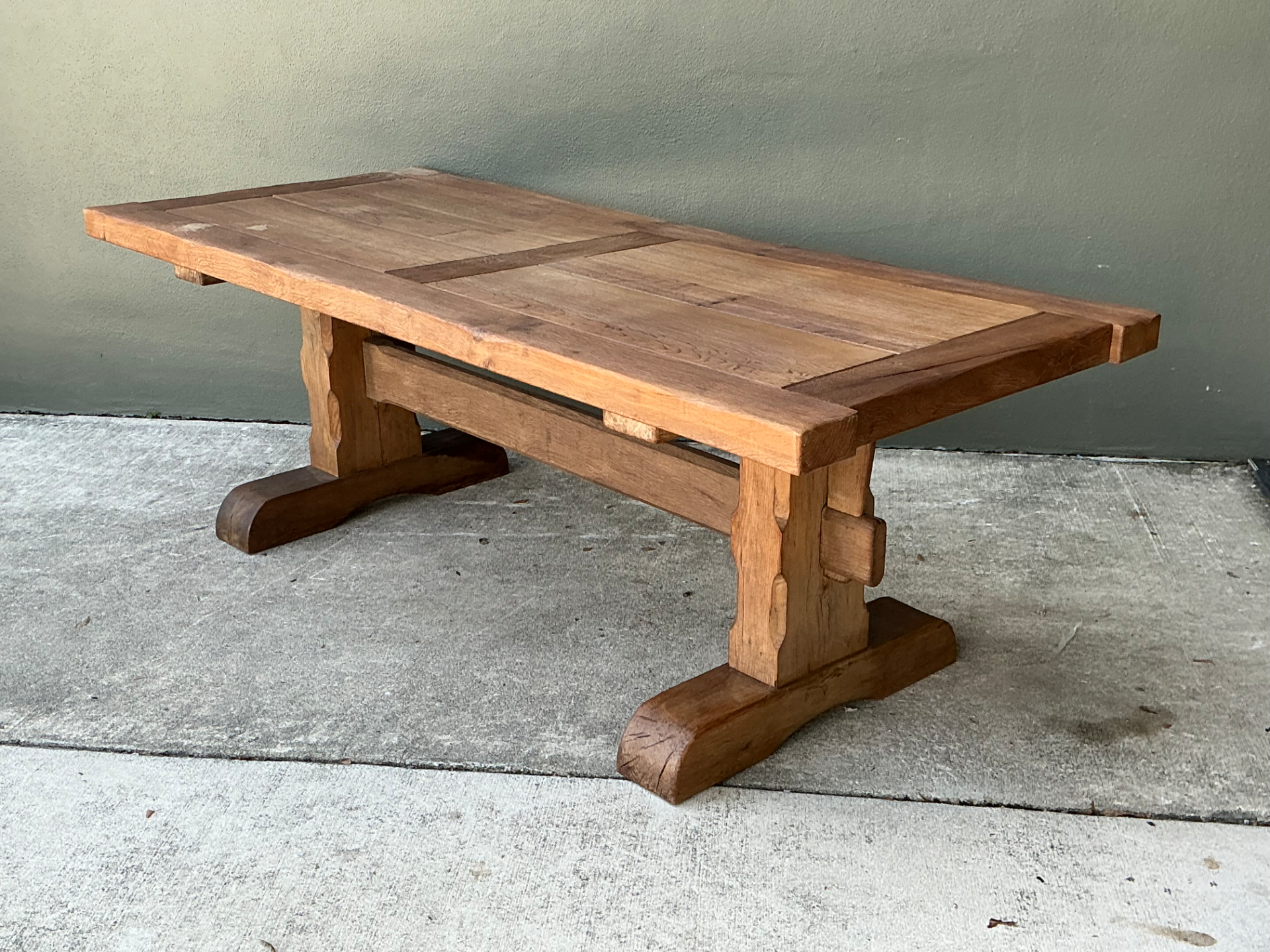 Vintage Rustic Wood Dining Table - Side view