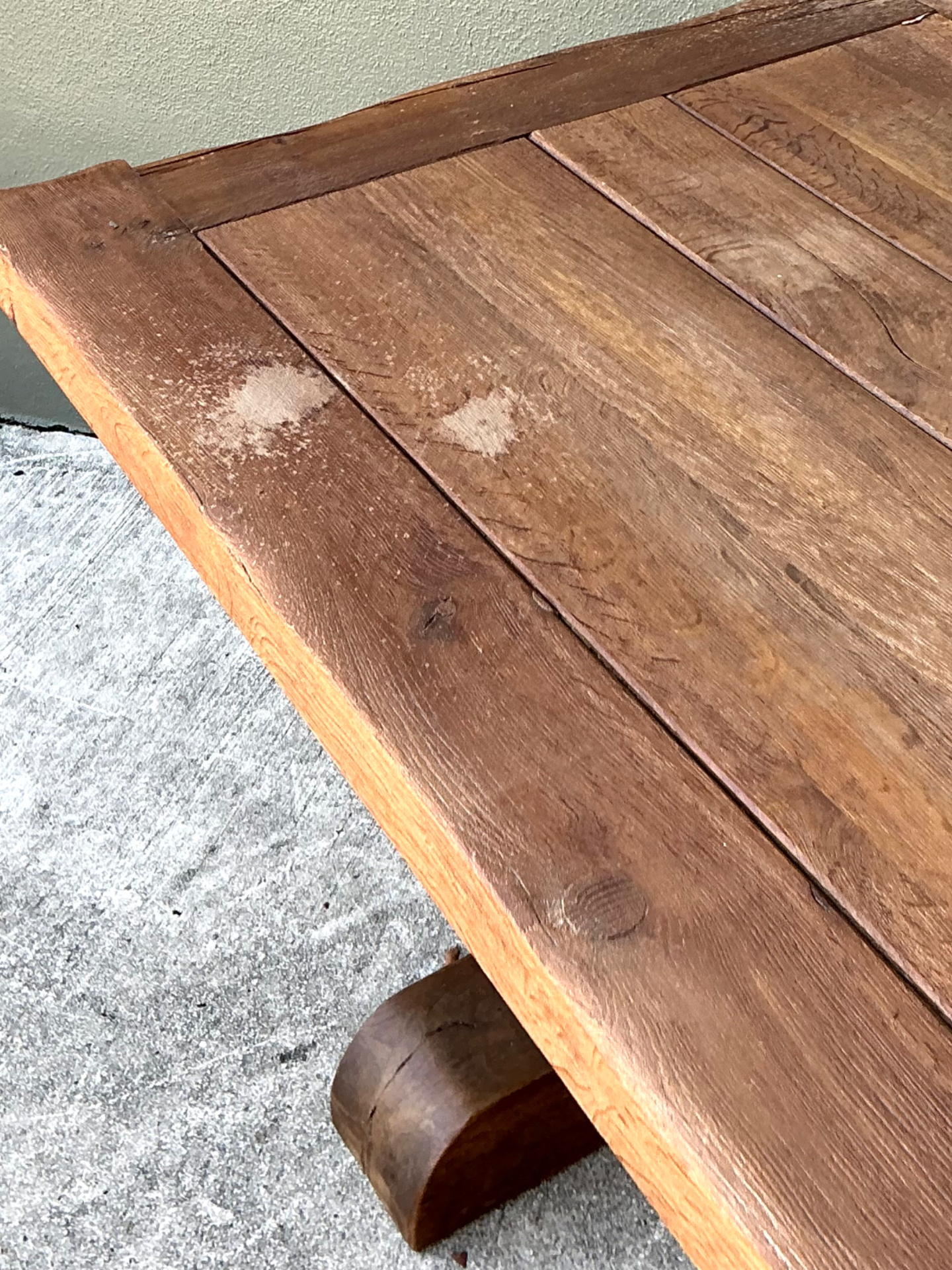 Vintage Rustic Wood Dining Table - Back view