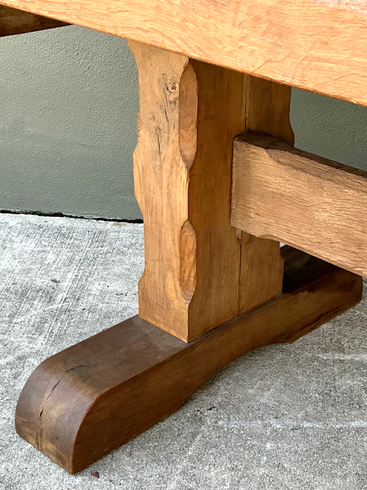 Vintage Rustic Wood Dining Table - Top view