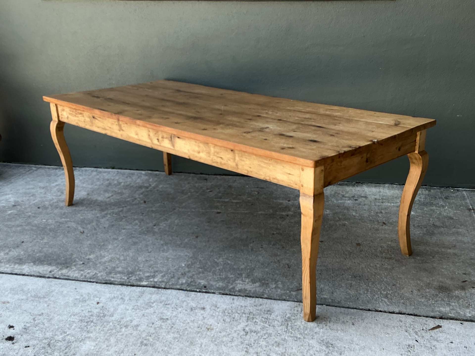 Vintage Rustic Pine Plank Farm Table - Back view