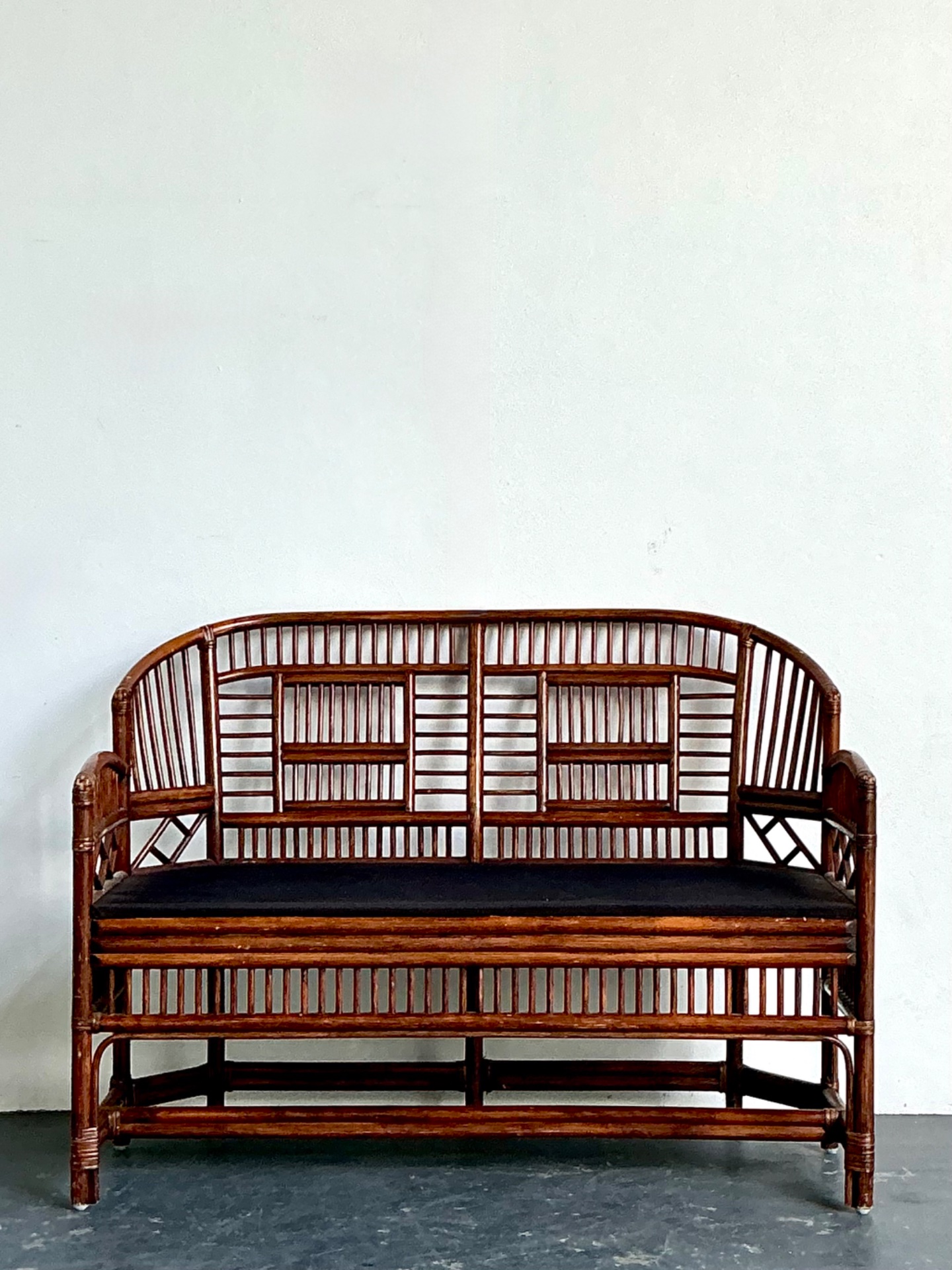 Vintage Brighton Pavillon Rattan Settee - Side view