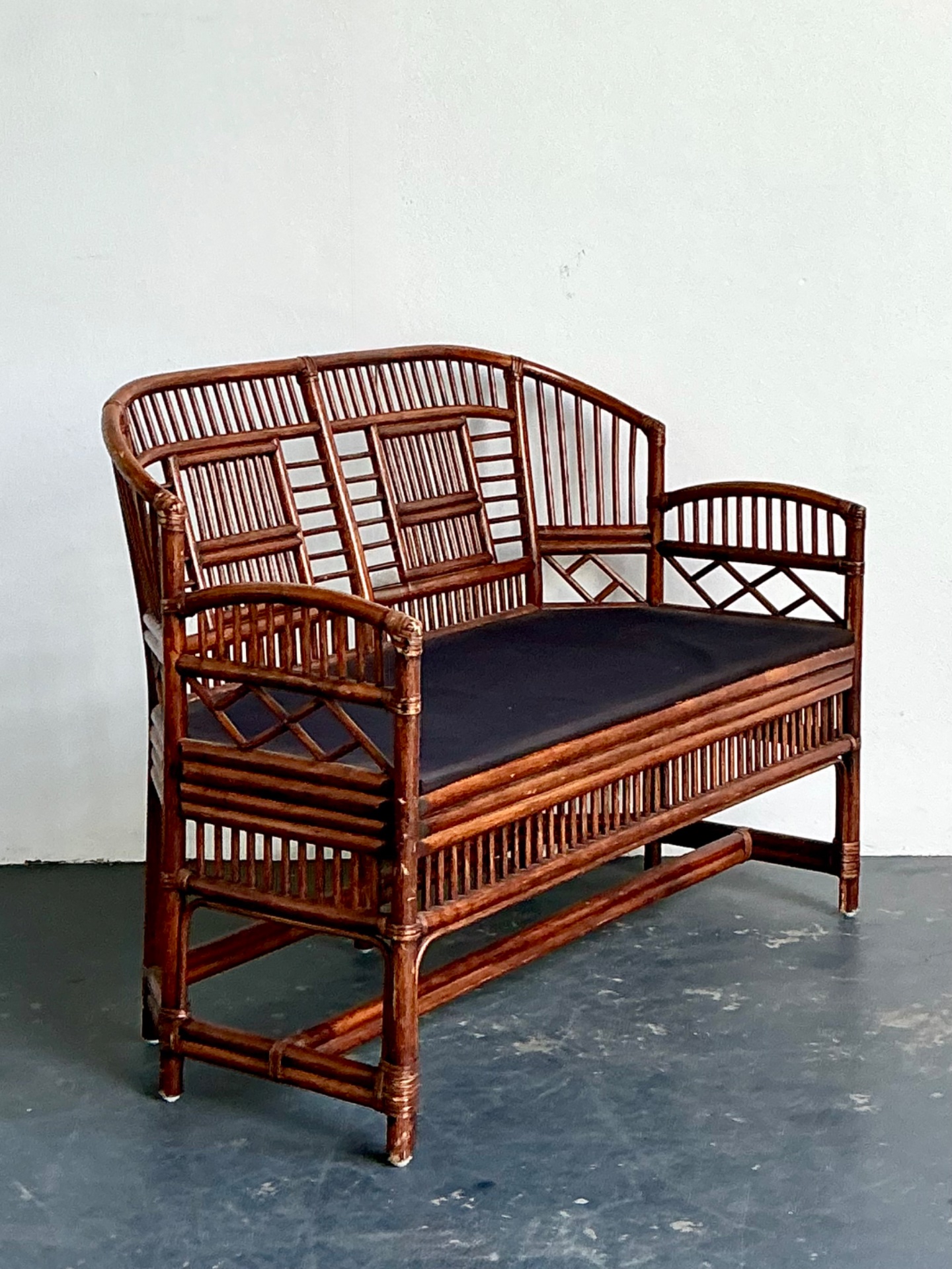 Vintage Brighton Pavillon Rattan Settee - Back view