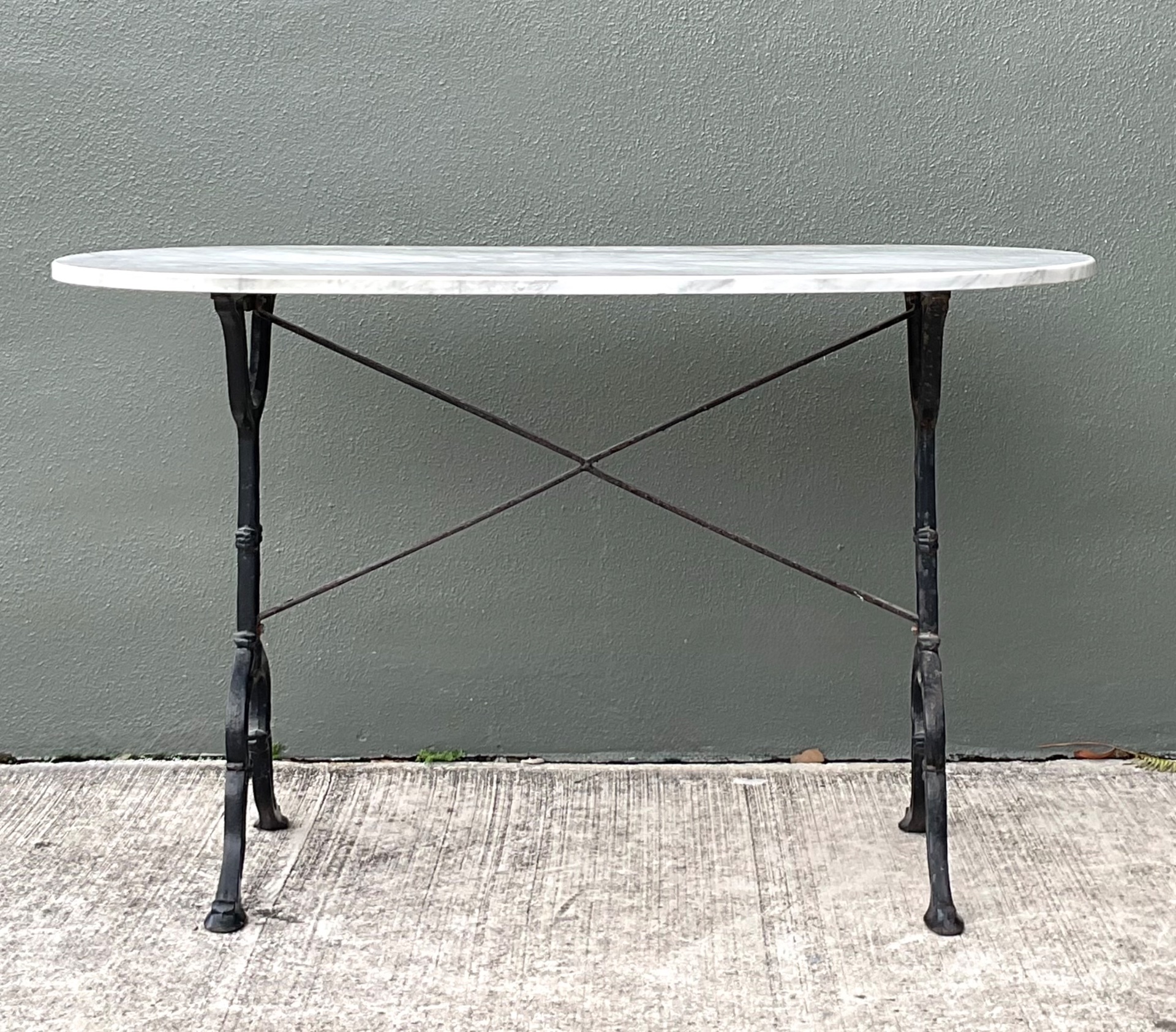Vintage Italian Marble Top Wrought Iron Pastry Table - Top view