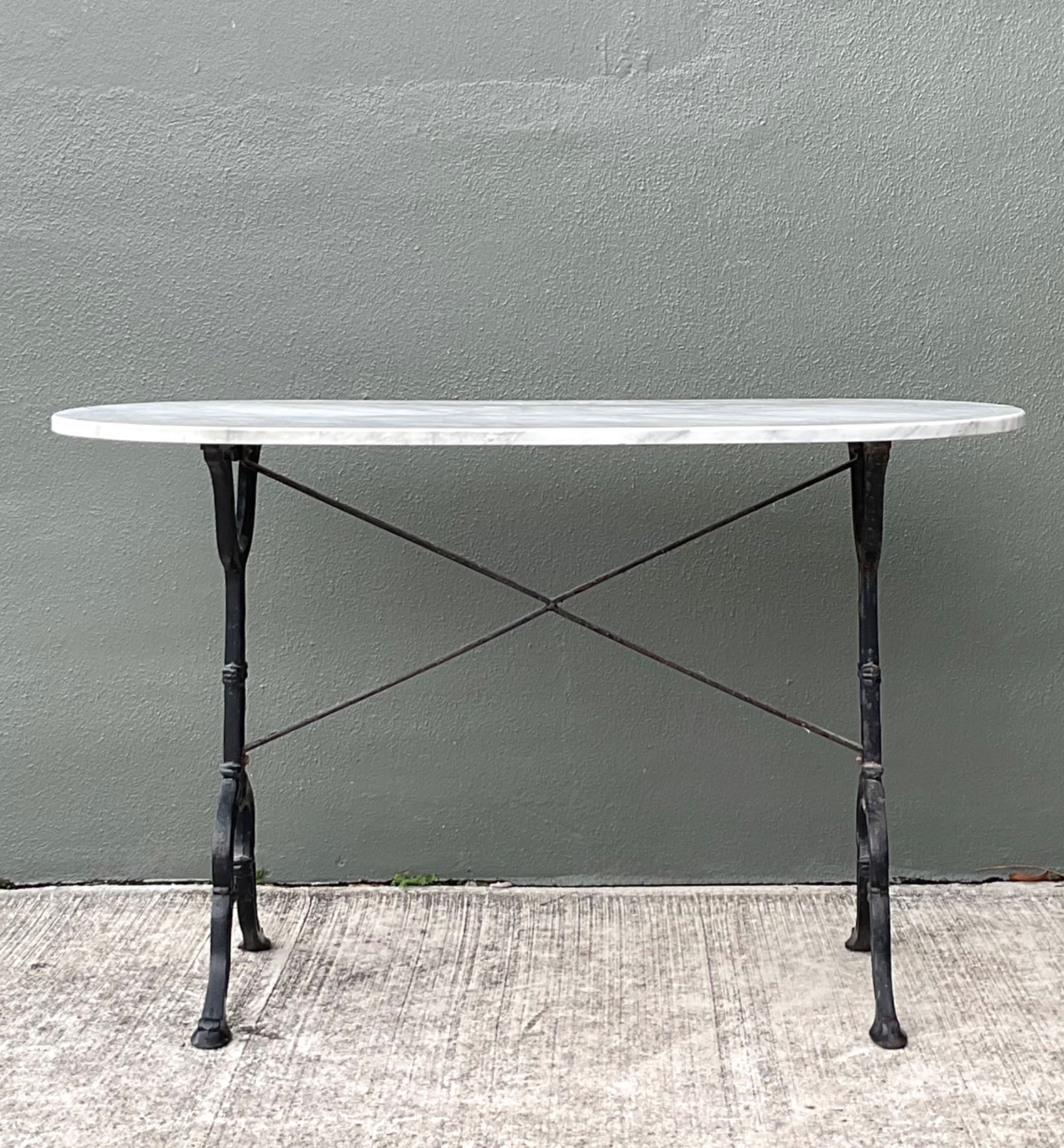 Vintage Italian Marble Top Wrought Iron Pastry Table - Detail view