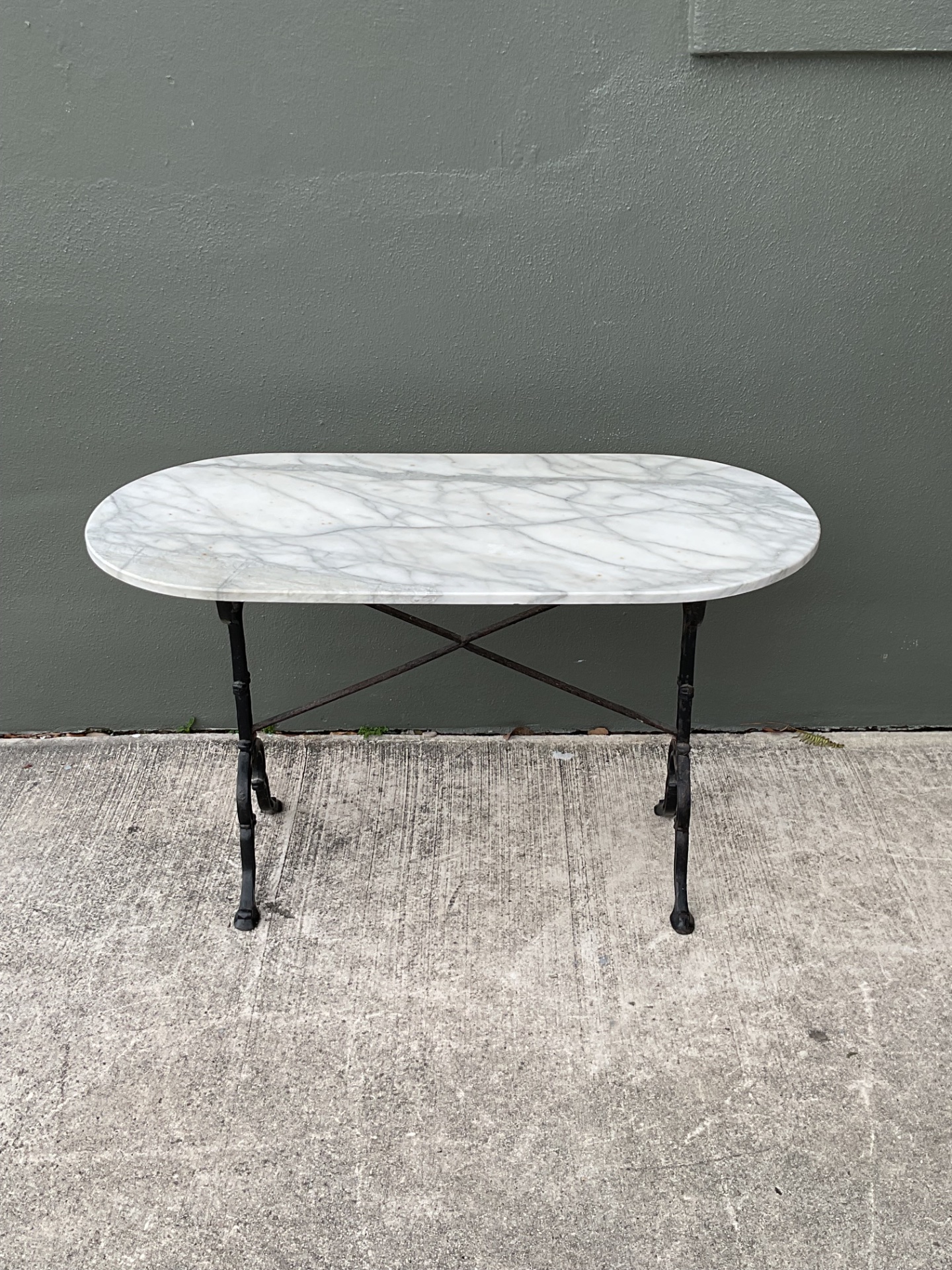 Vintage Italian Marble Top Wrought Iron Pastry Table - Back view