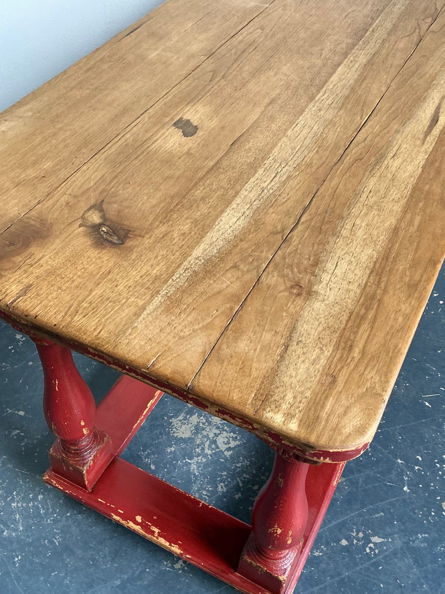Vintage Ralph lauren Red Distressed Console Table - Top view