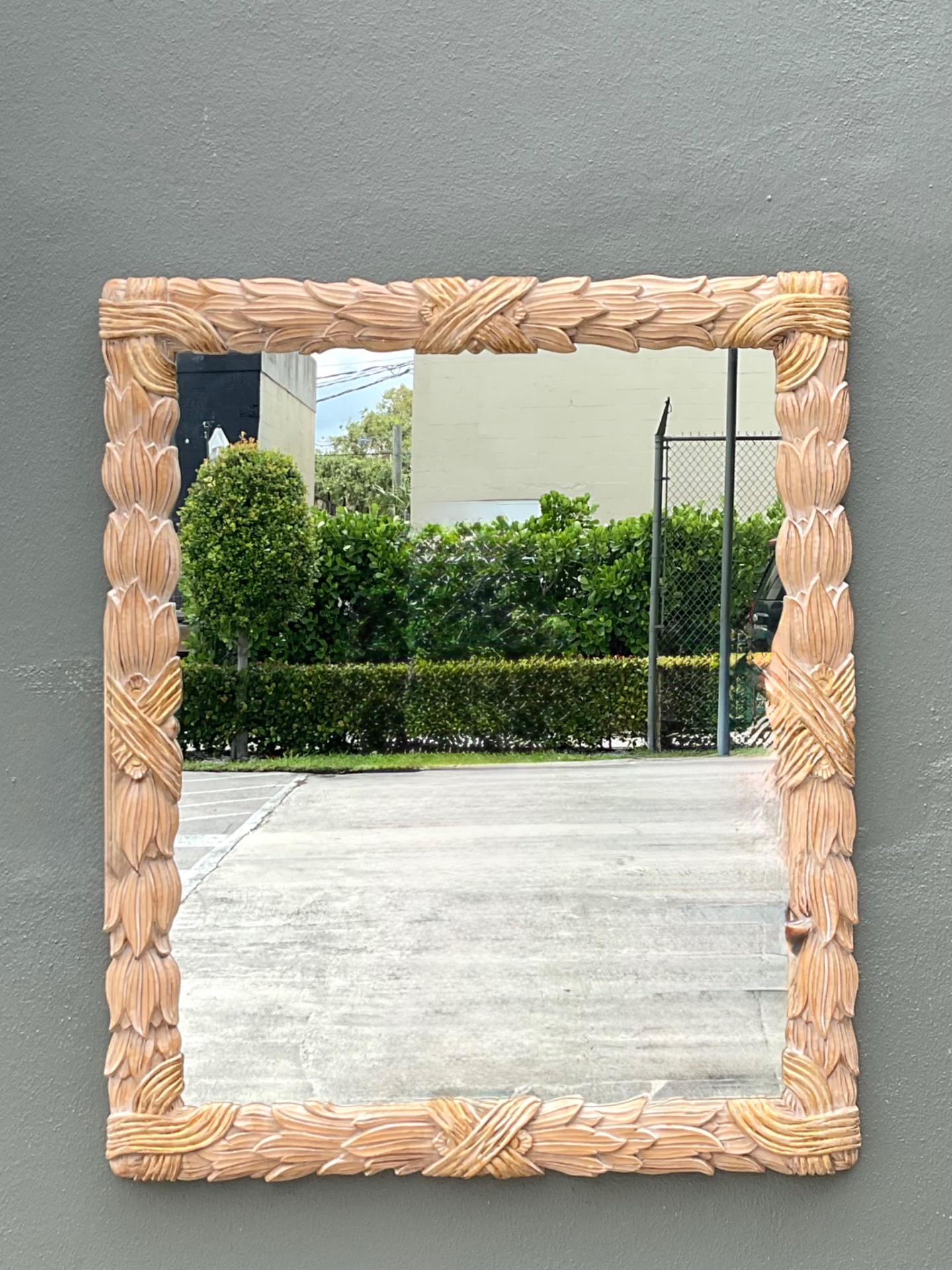 Vintage Italian Carved Wood Mirror - Top view