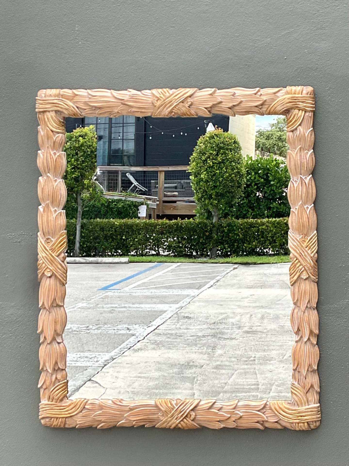 Vintage Italian Carved Wood Mirror - Detail view