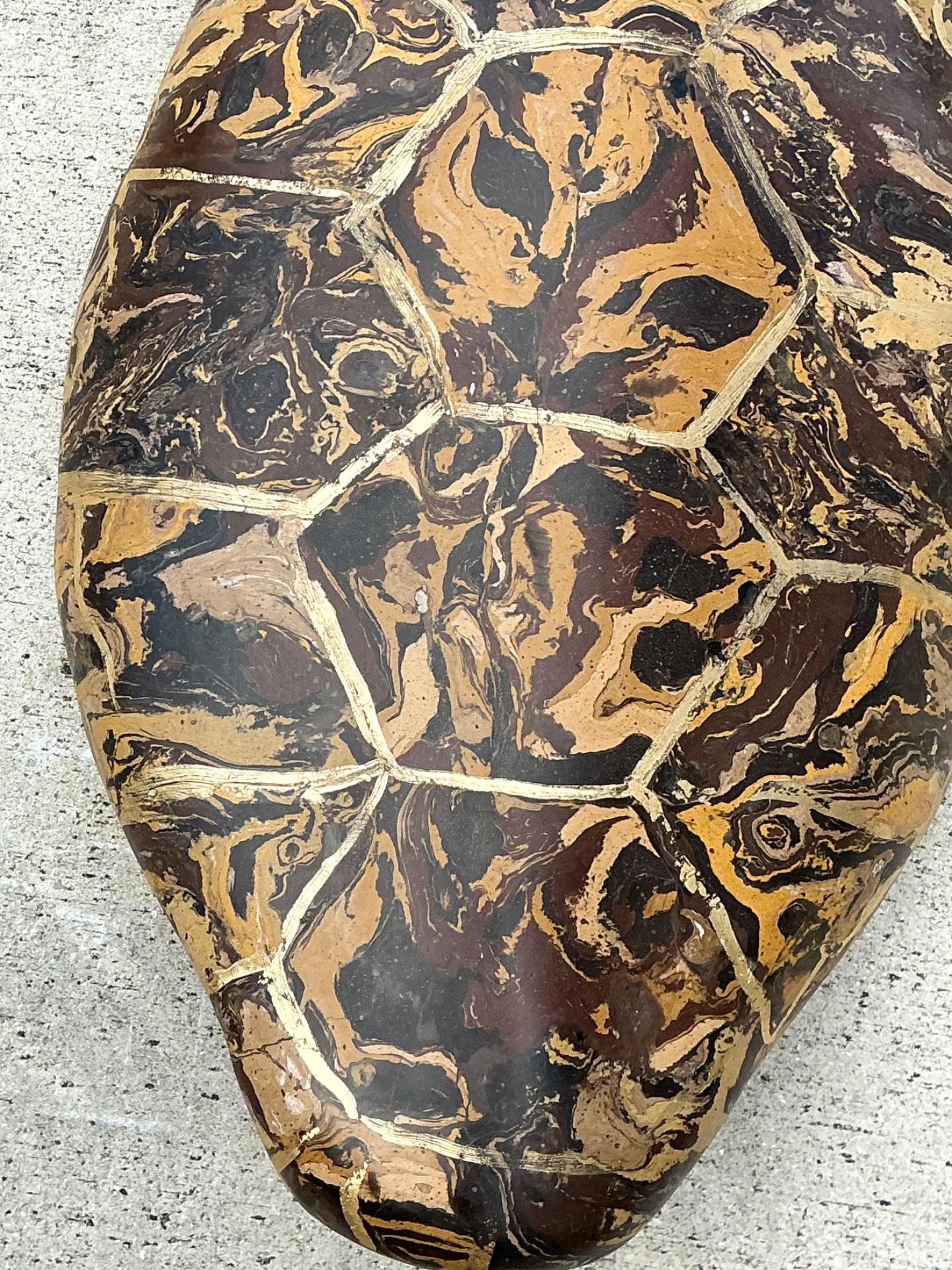 Vintage Italian Scagliola Pigmented Plaster Turtle Shell - Plaster, 15W x 23.75H - Side view