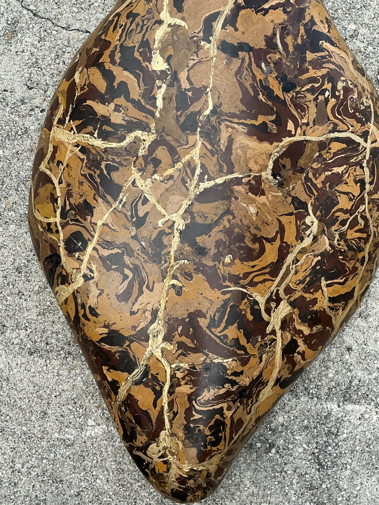 Vintage Italian Scagliola Pigmented Plaster Turtle Shell - Brown, 15.25W x 22.5H - Detail view