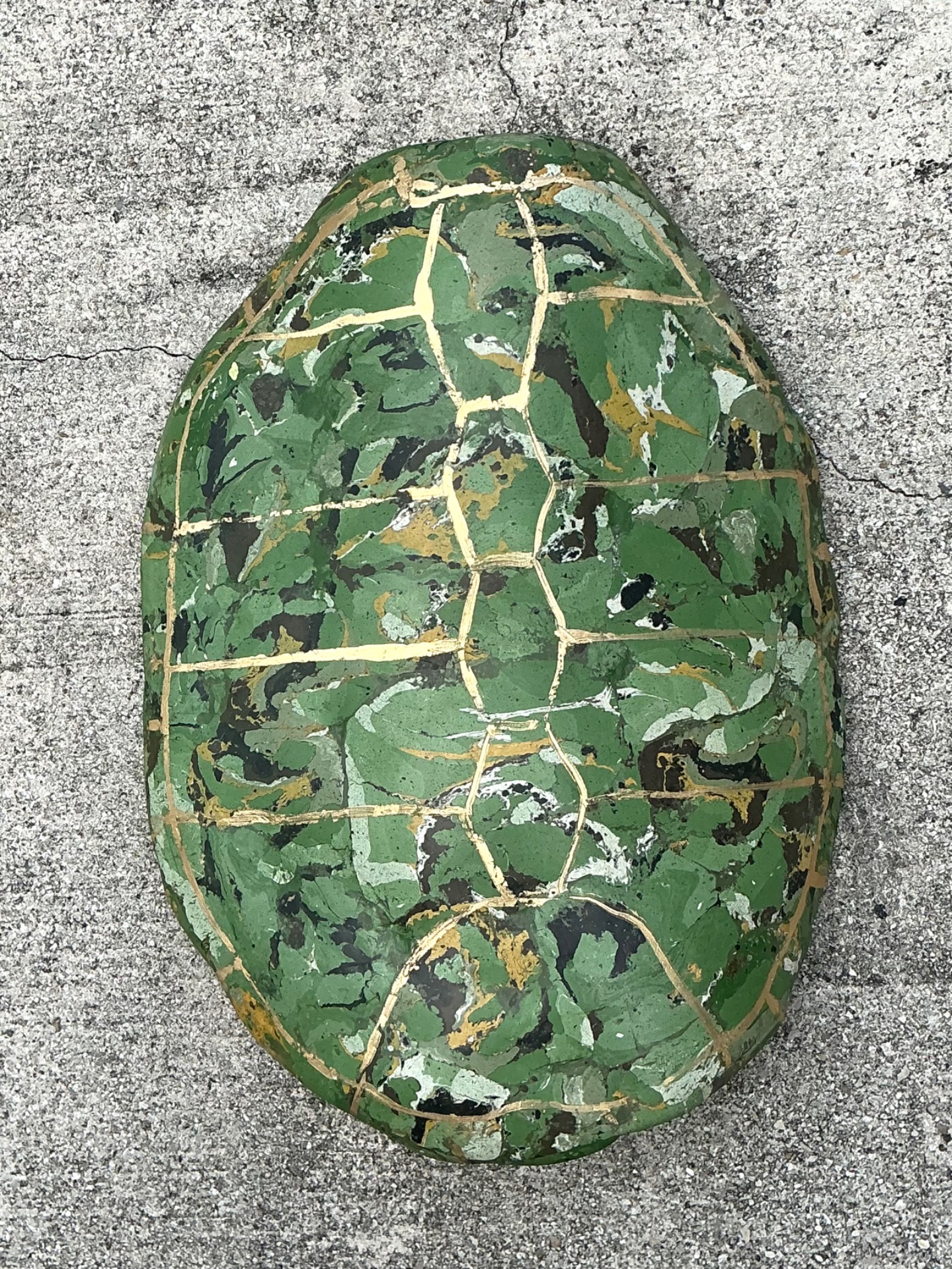 Vintage Italian Scagliola Pigmented Plaster Turtle Shell - 18W x 24.25H - Side view
