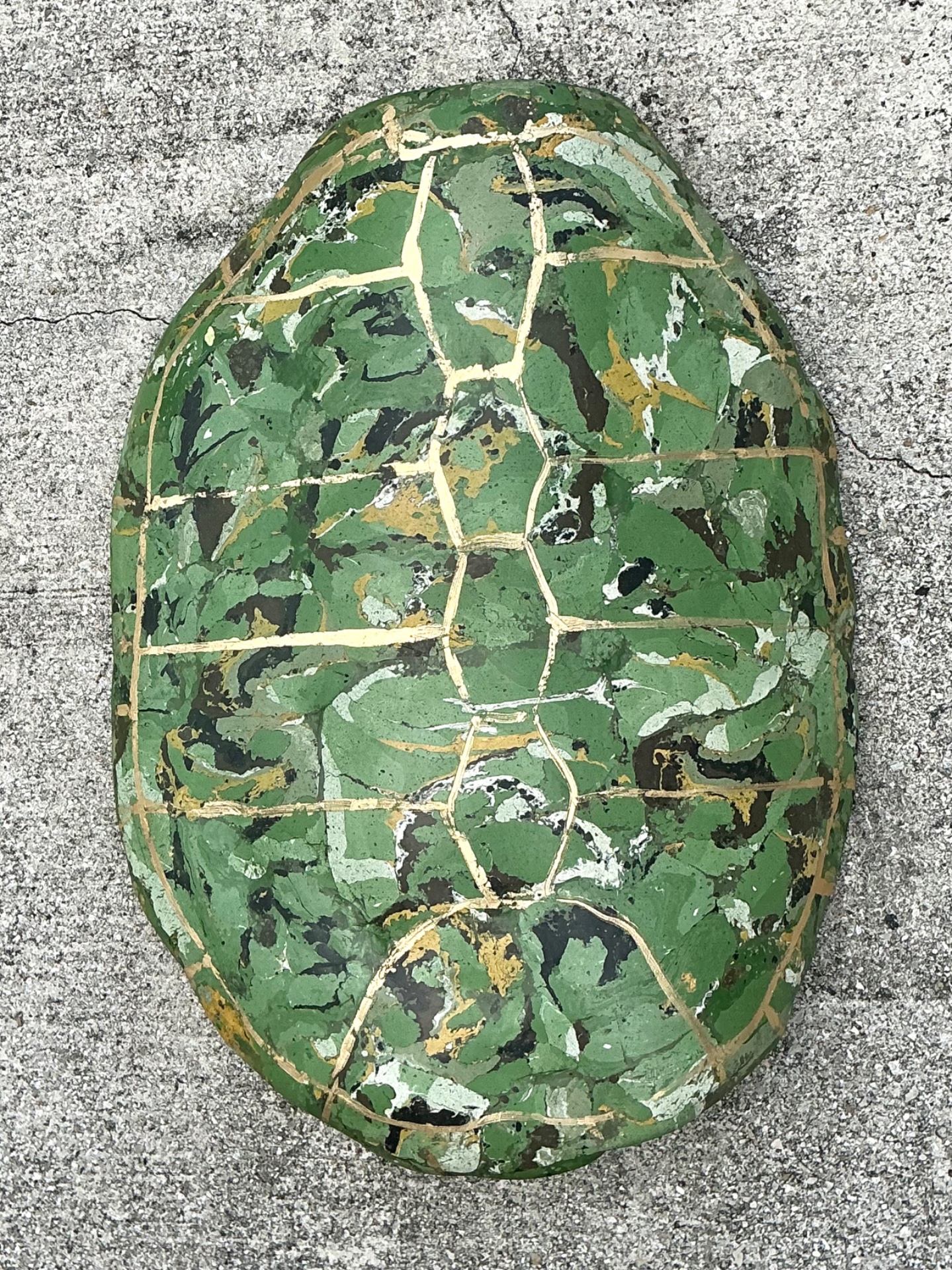 Vintage Italian Scagliola Pigmented Plaster Turtle Shell - 18W x 24.25H - Back view