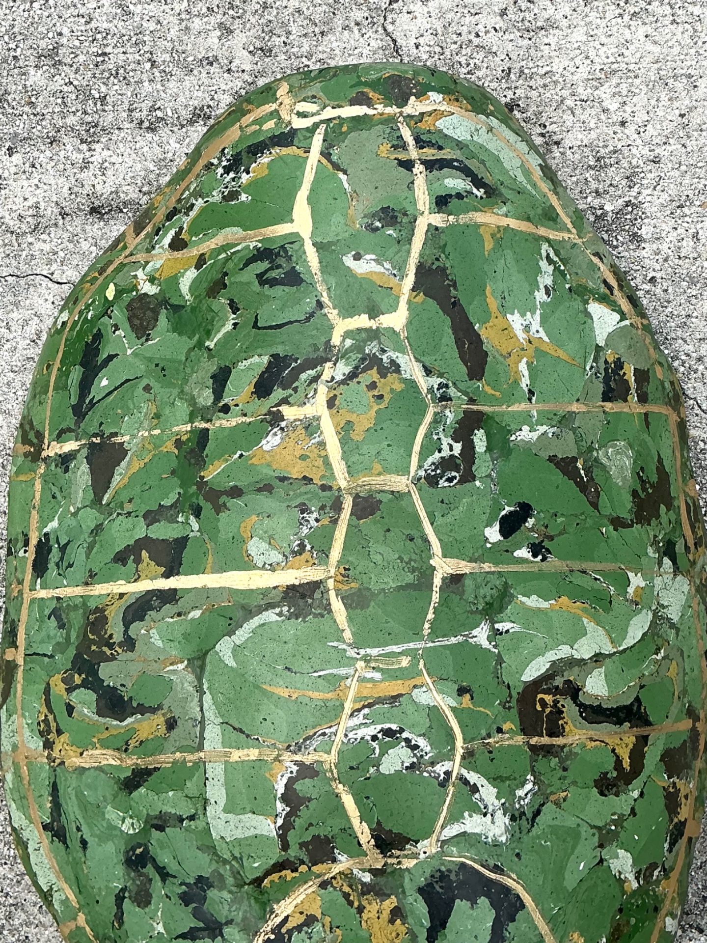 Vintage Italian Scagliola Pigmented Plaster Turtle Shell - 18W x 24.25H - Detail view