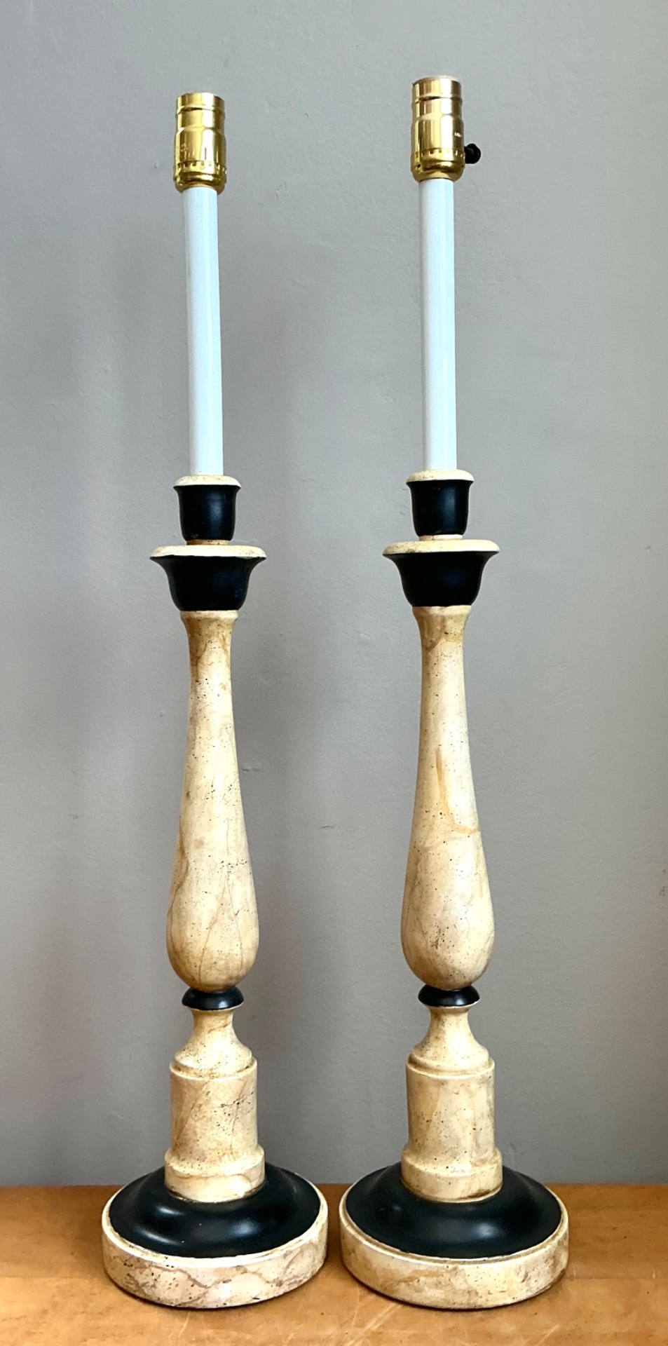 Vintage Sarreid Candlestick Lamps - A Pair - Side view