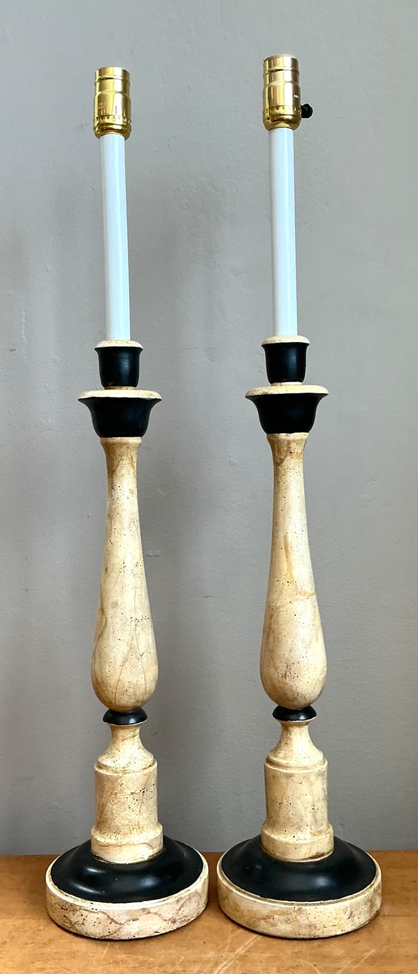 Vintage Sarreid Candlestick Lamps - A Pair - Top view