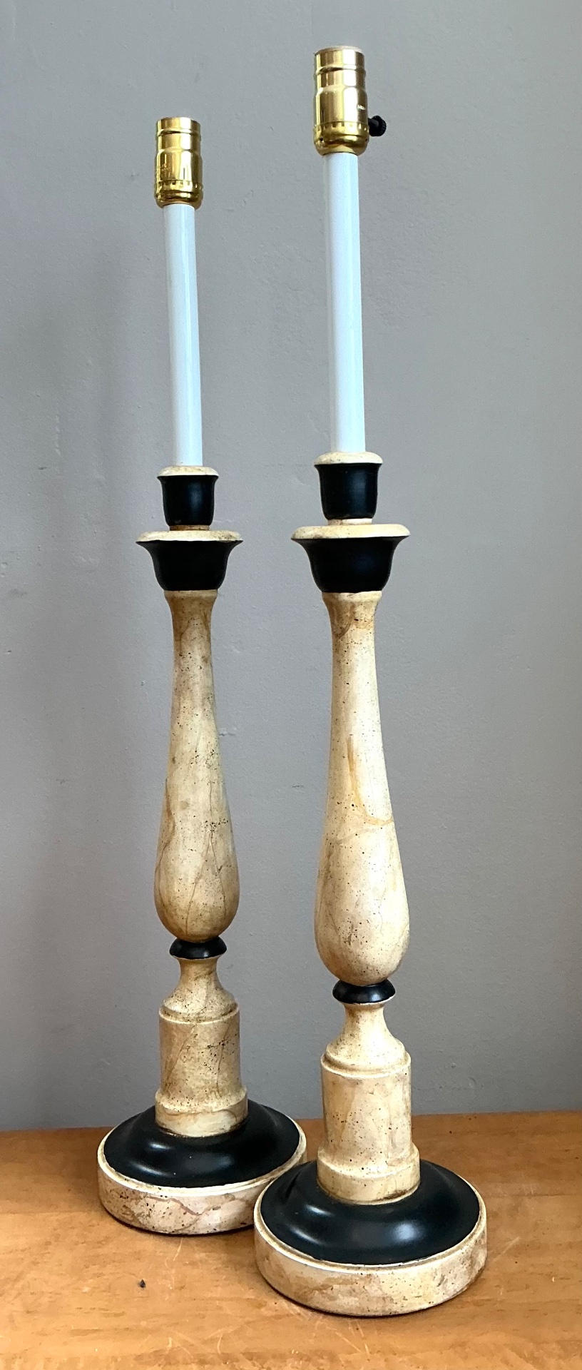 Vintage Sarreid Candlestick Lamps - A Pair - Detail view